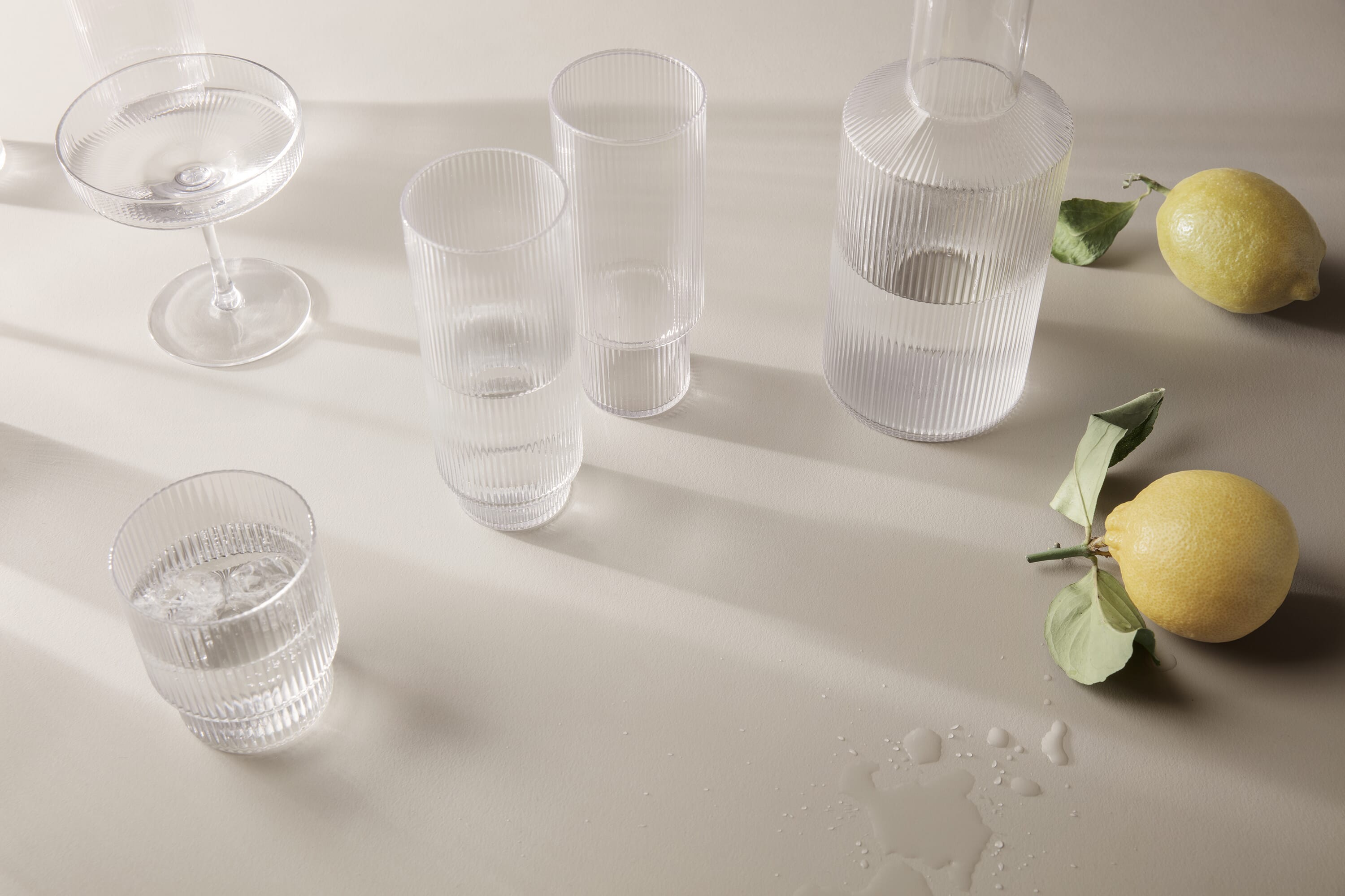 4 stk | Long Drink Glass Ripple Clear - Bilde 8