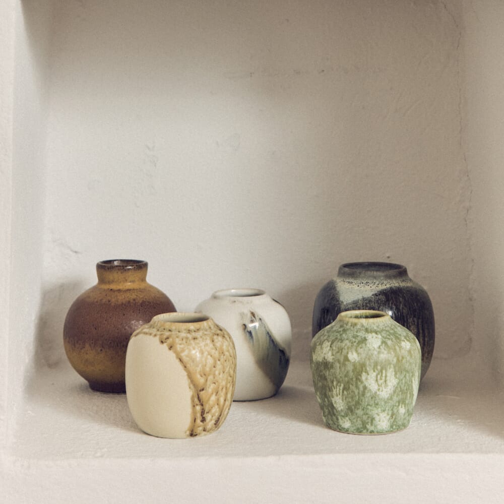 70s ceramics: small vases, pursuit (set of 5) - Hovedbilde