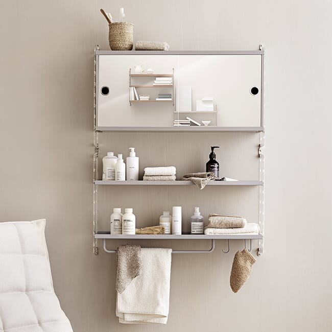 String Vegghylle med speil 80x100