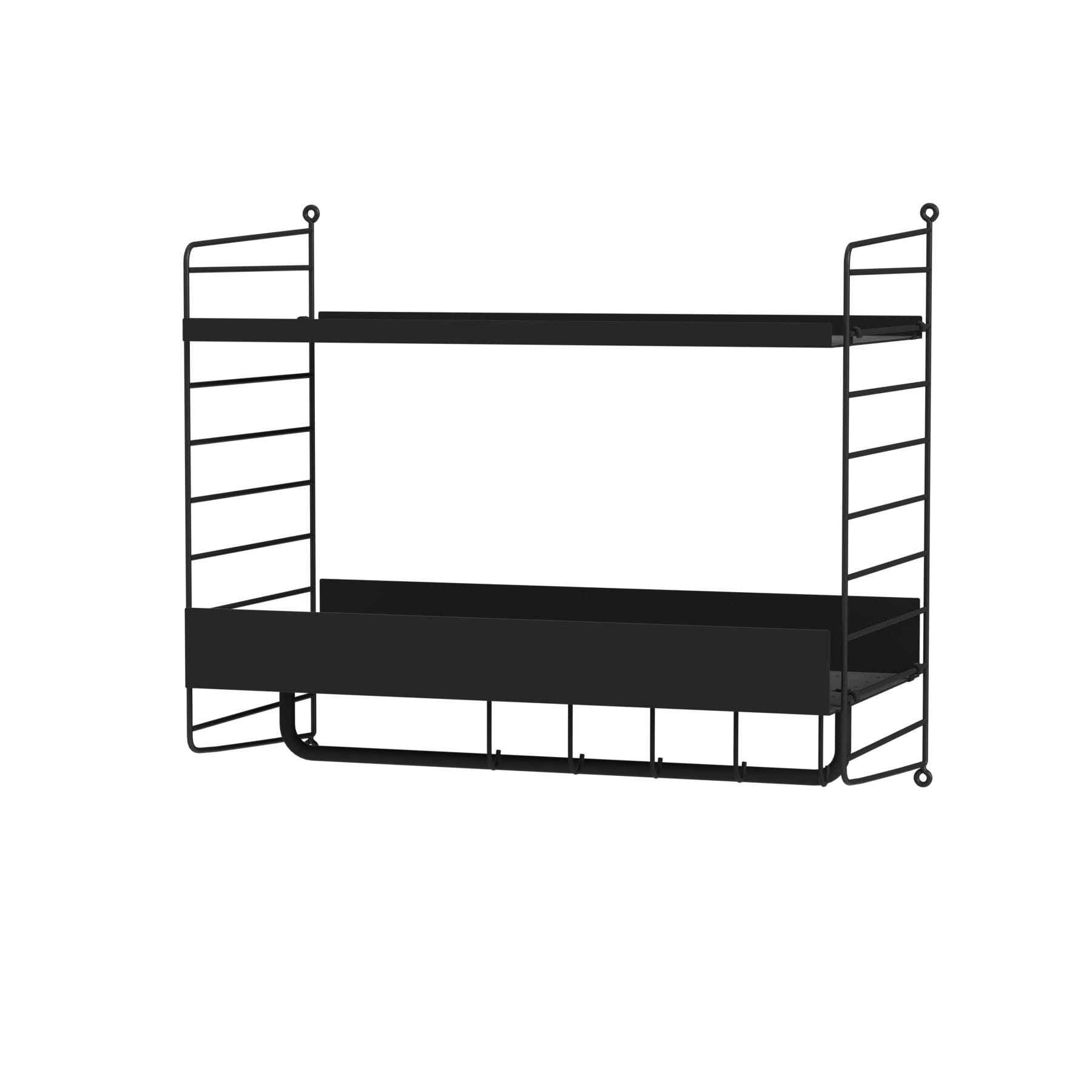 String klesstativ i svart vegghengt