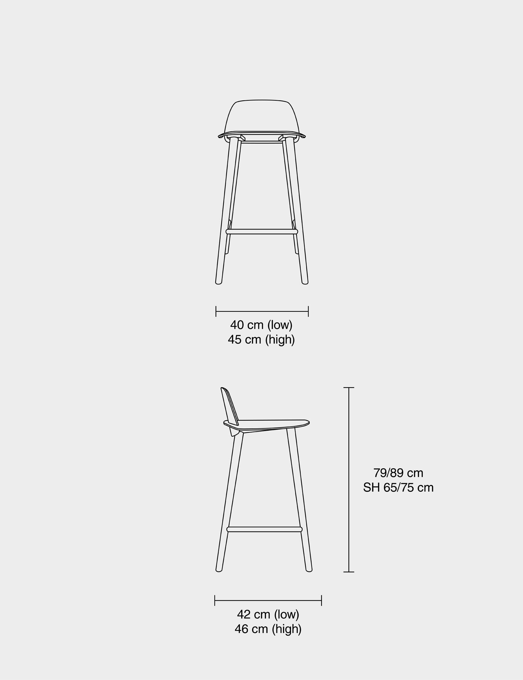 Nerd Bar Stool H:65 Black - Bilde 2