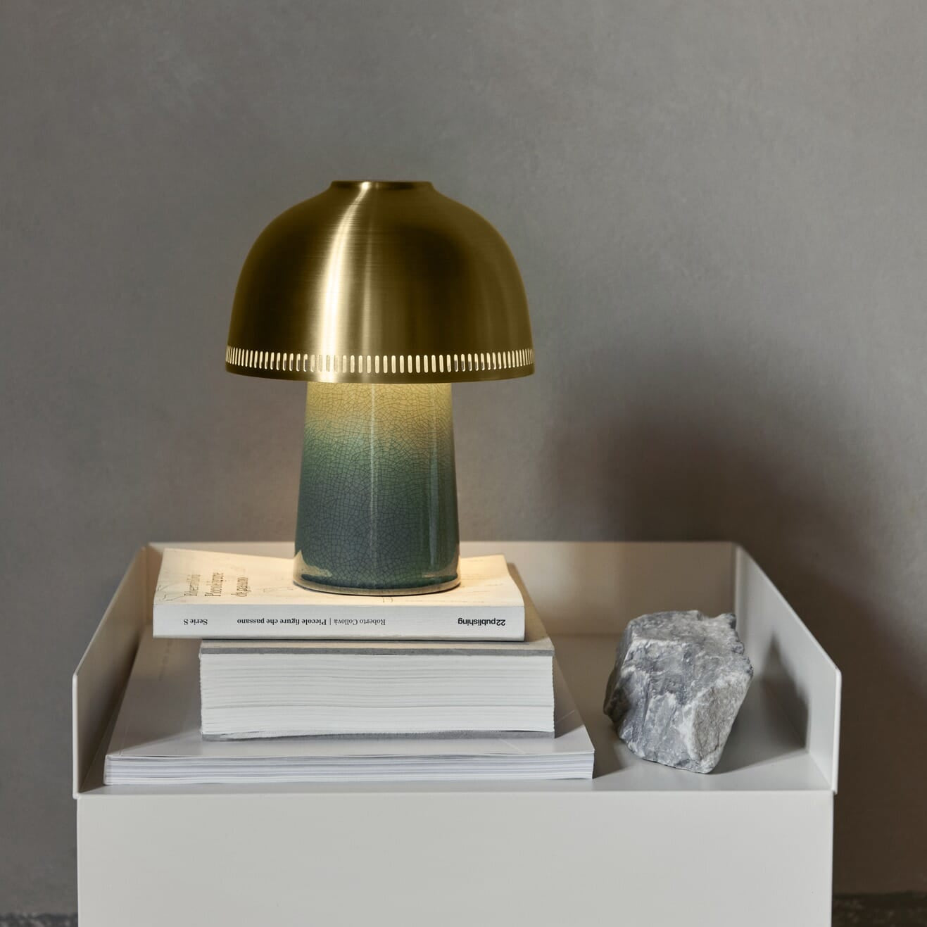 Raku Oppladbar Lampe SH8 Blue Green & Brass - Bilde 5