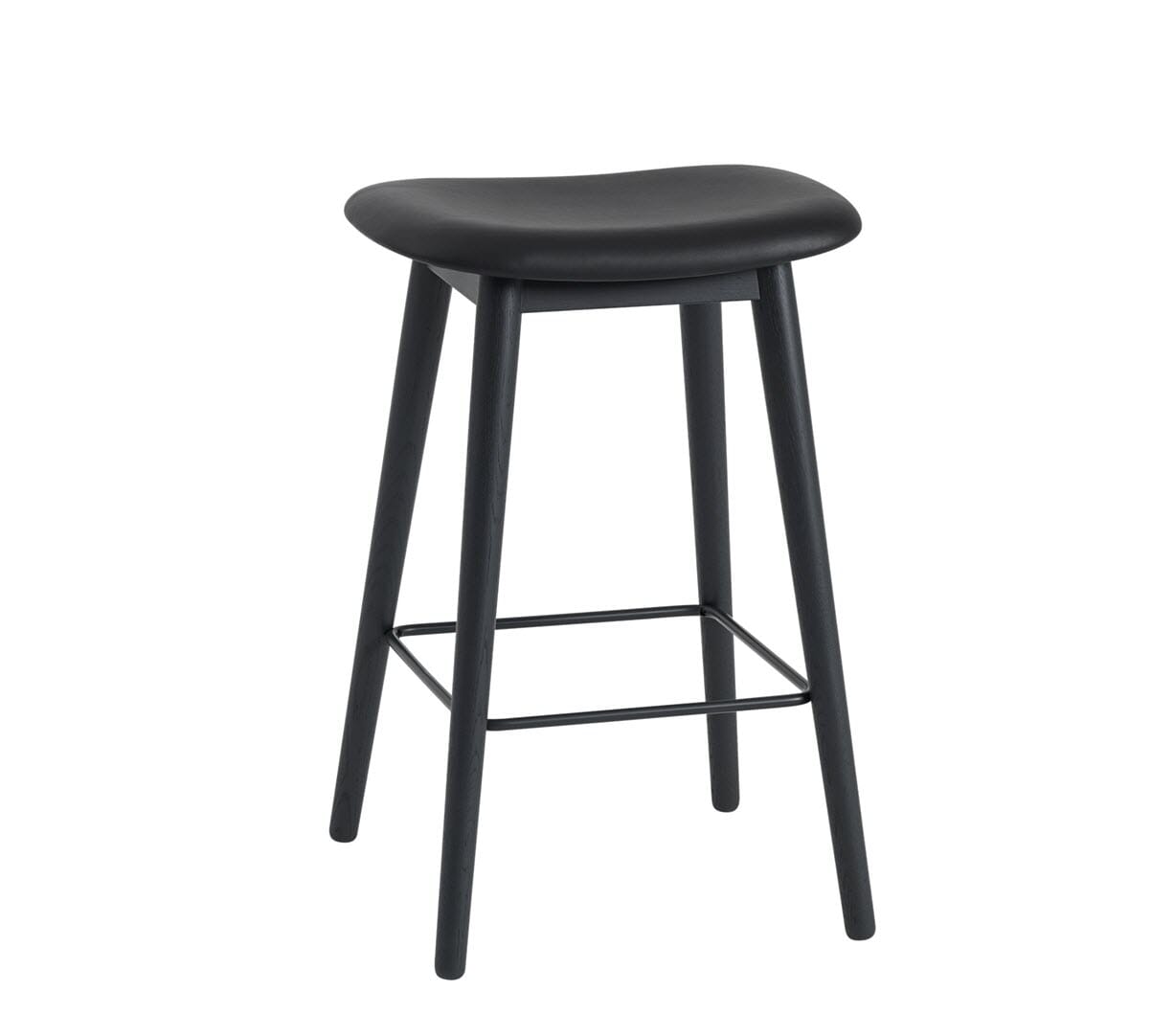 Fiber Barstol WOOD H:65 w/leather - Bilde 3
