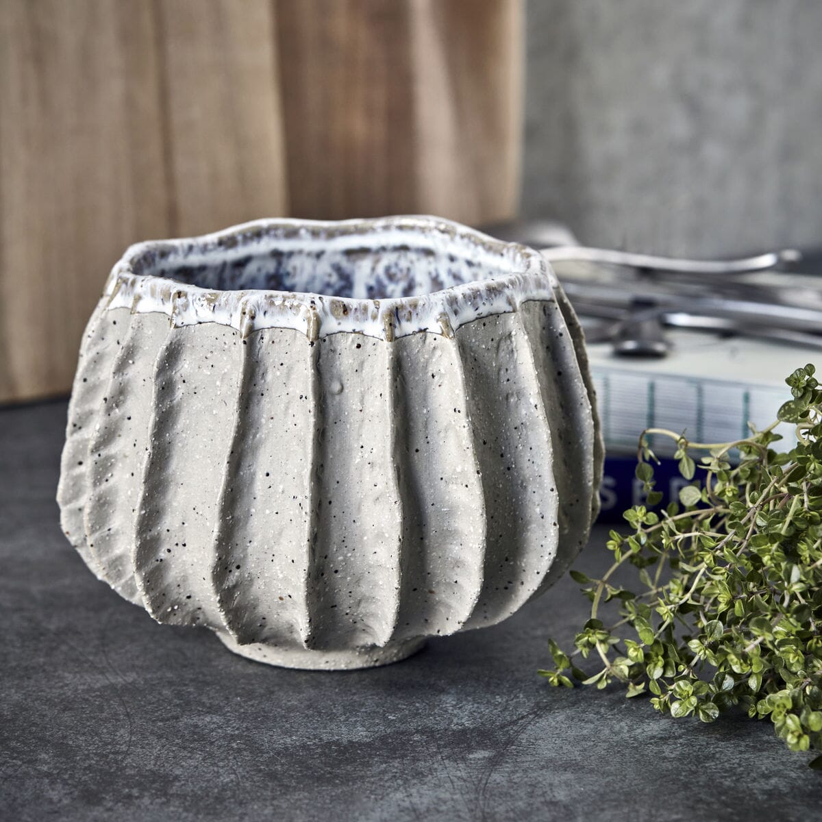 Blomsterpotte Shell Beige/grey - Hovedbilde