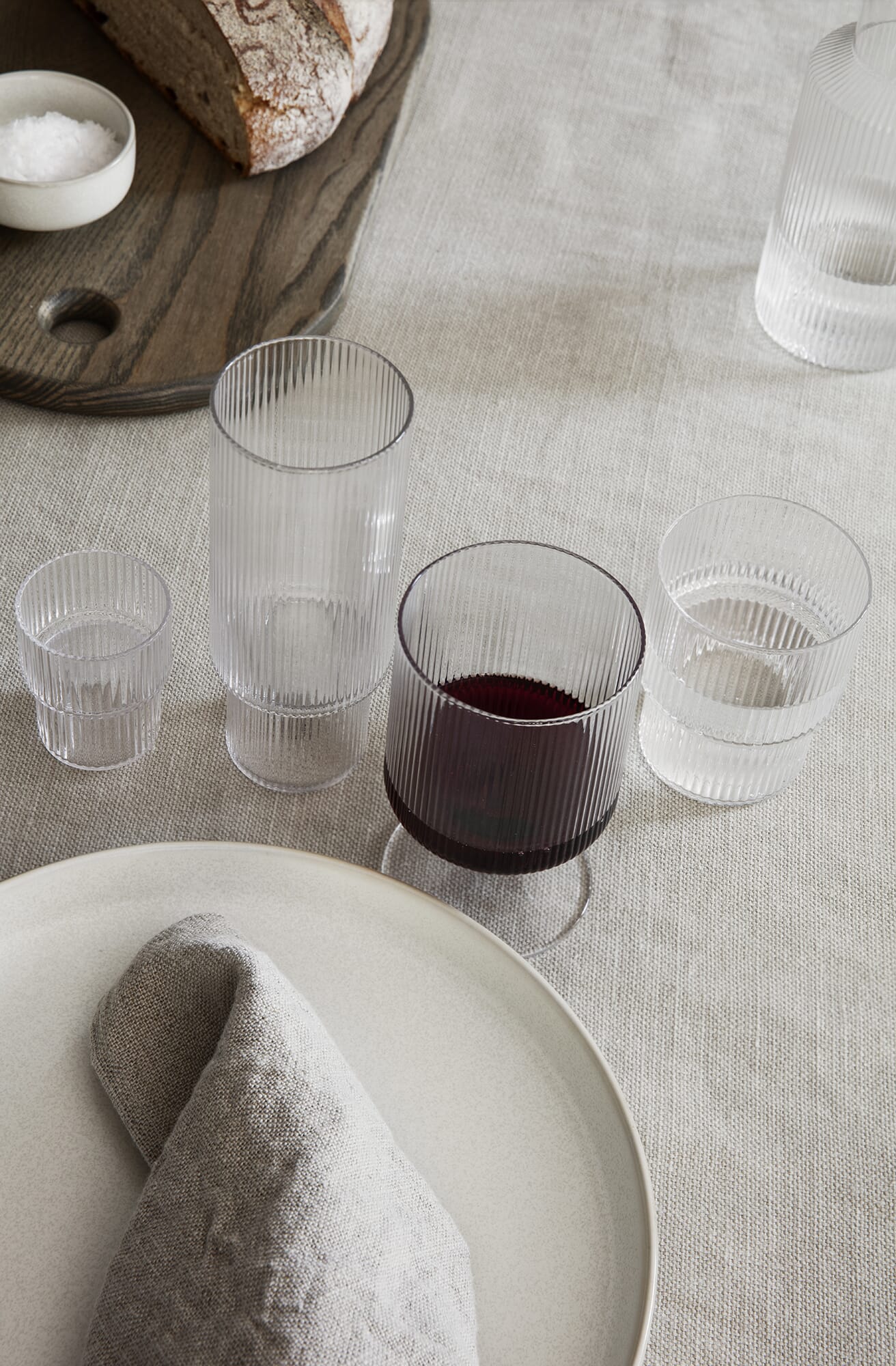 4 stk | Long Drink Glass Ripple Clear - Bilde 6