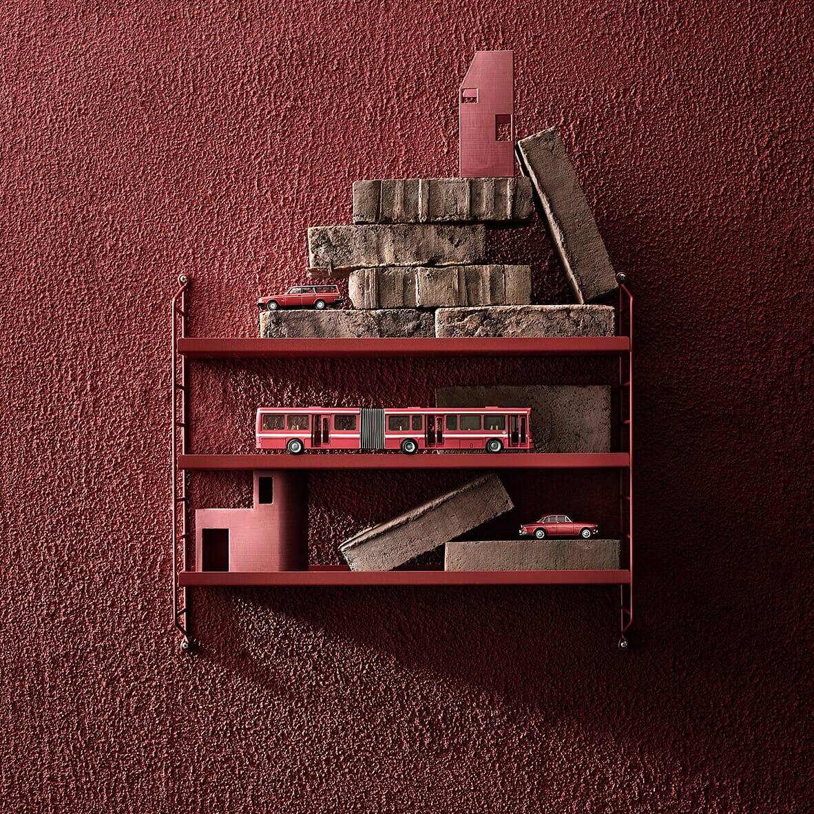 String Pocket Hylle Metall Oxtorgsrød - Bilde 2