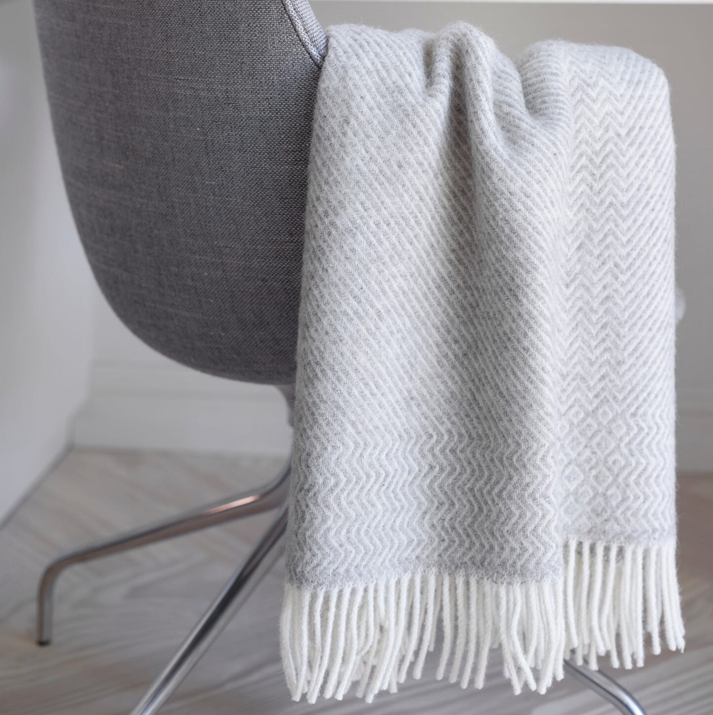 Ullpledd Kattefot Light Grey - Bilde 2
