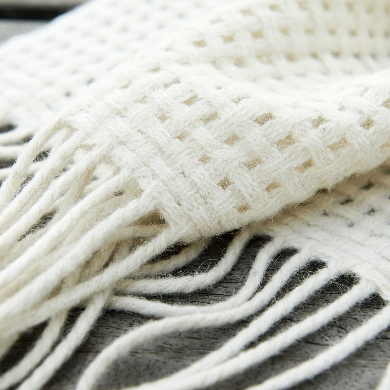 Alpakkapledd Basket Off white