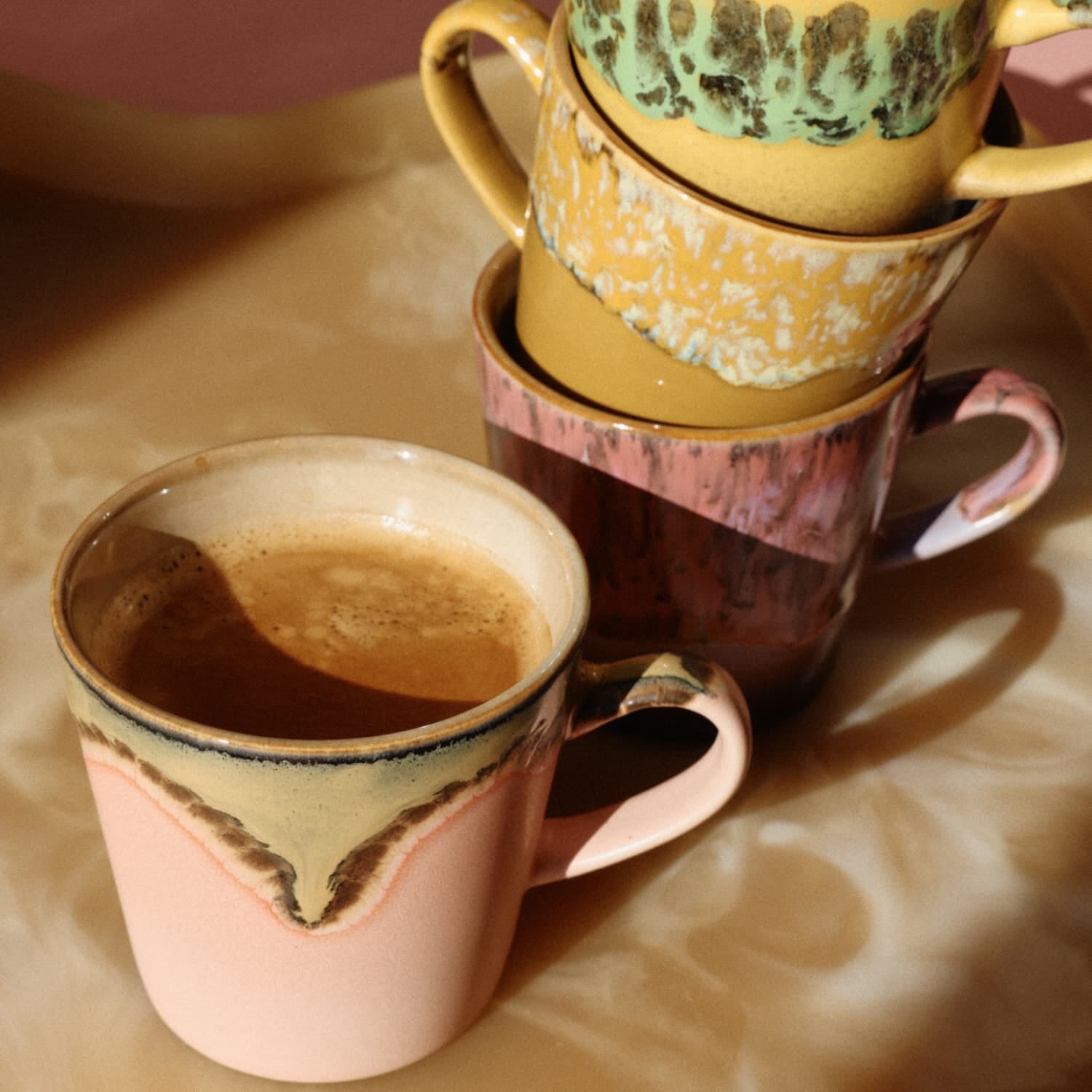 70s ceramics: americano mugs radiant (set of 4) - Bilde 3