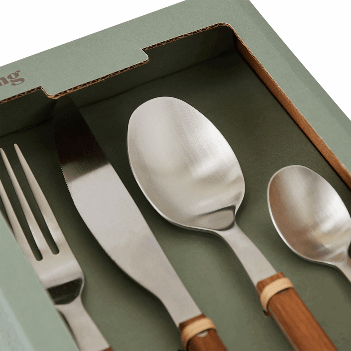 70s cutlery: wood, set of 16 - Bilde 2