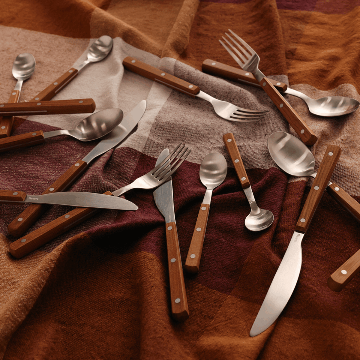 70s cutlery: wood, set of 16 - Bilde 4