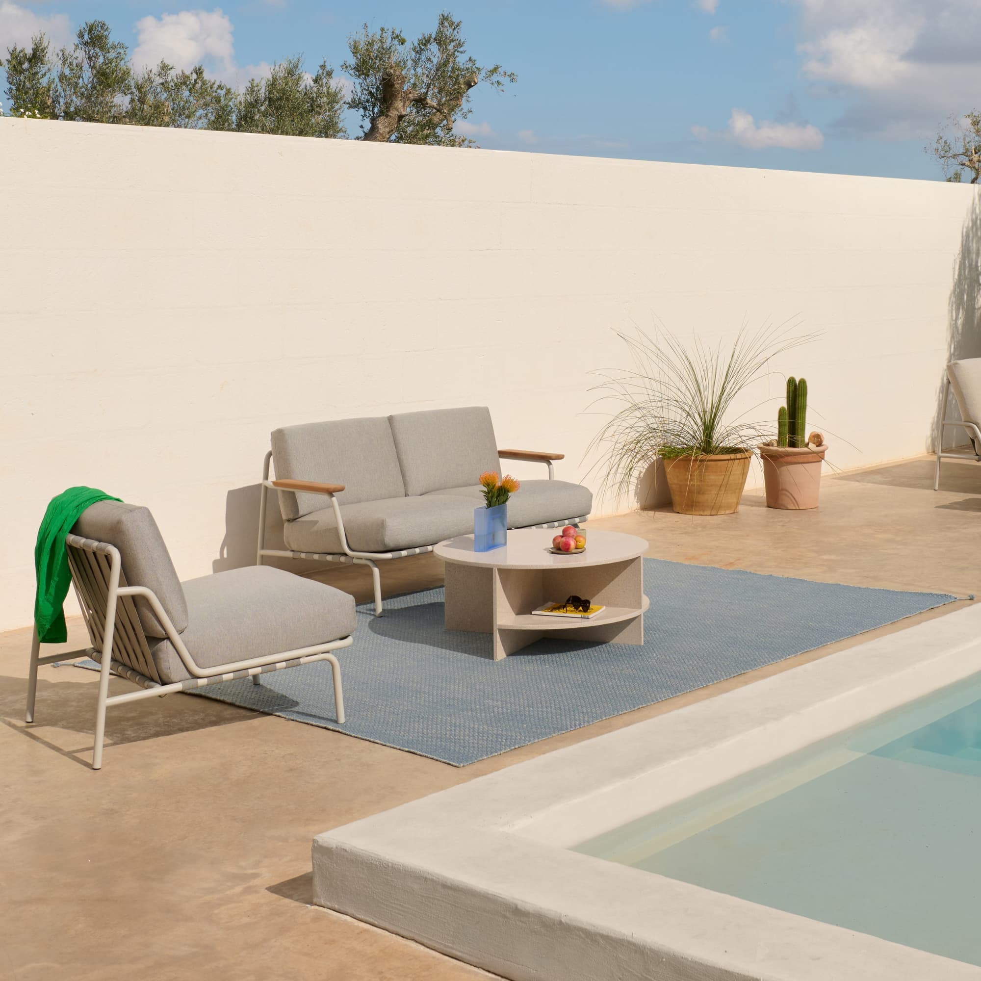 Loungebord Halves Ø85 - Light Taupe Terrazzo