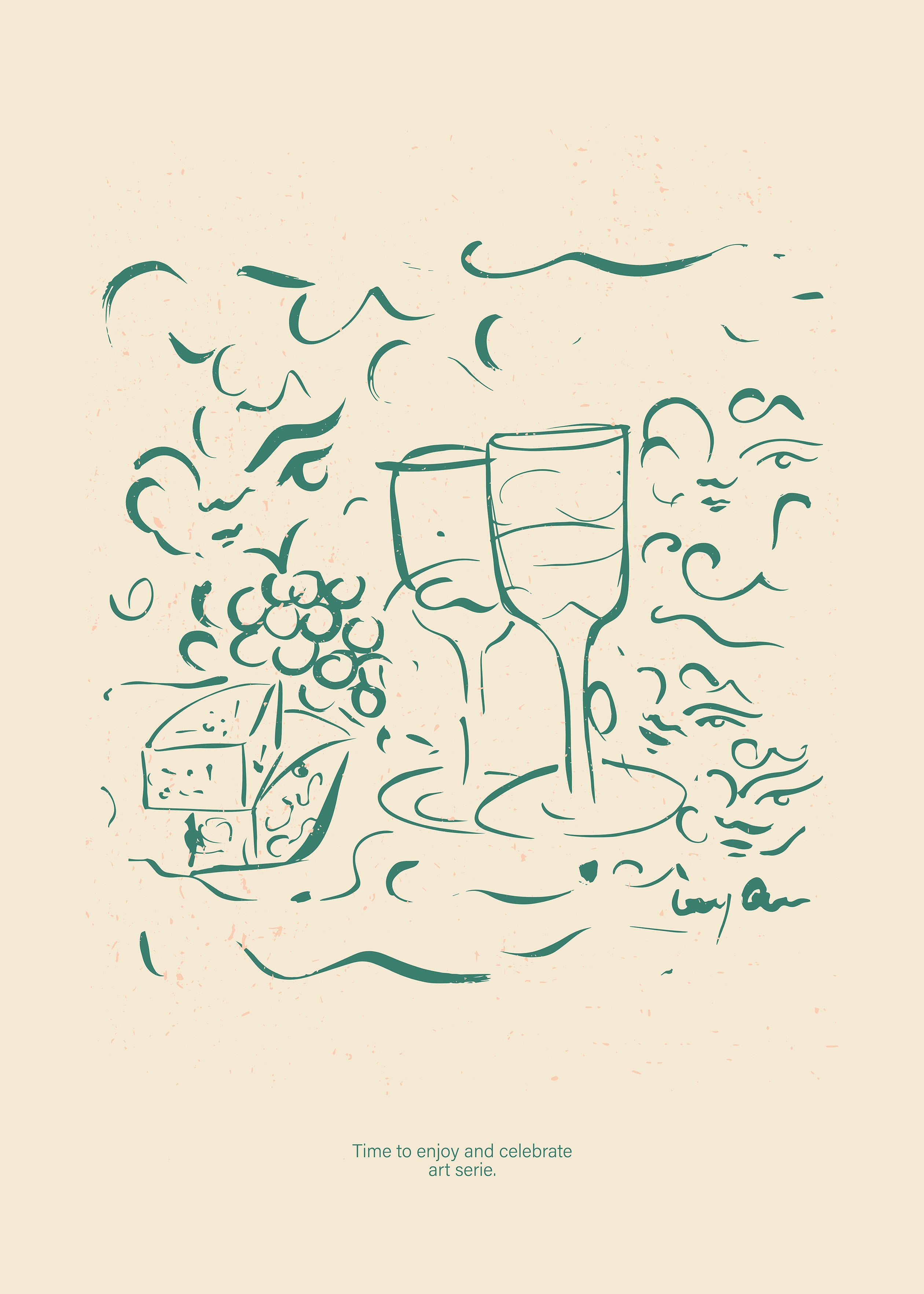 Poster Cheese and Wine