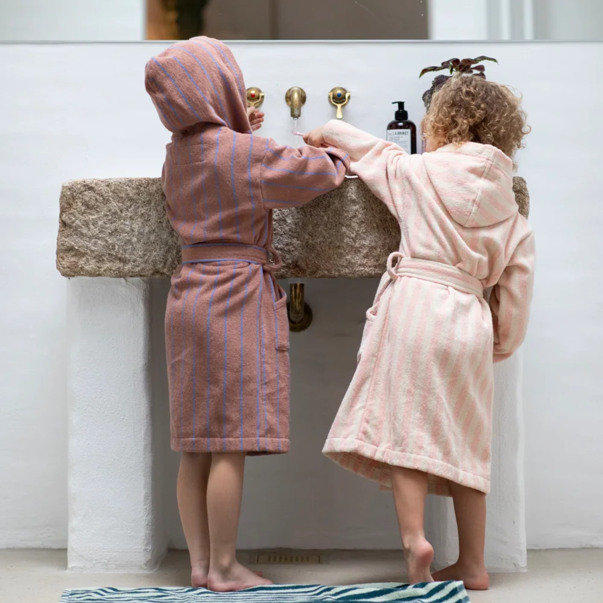 Morgenkåpe Kids Camel & Ultramarine