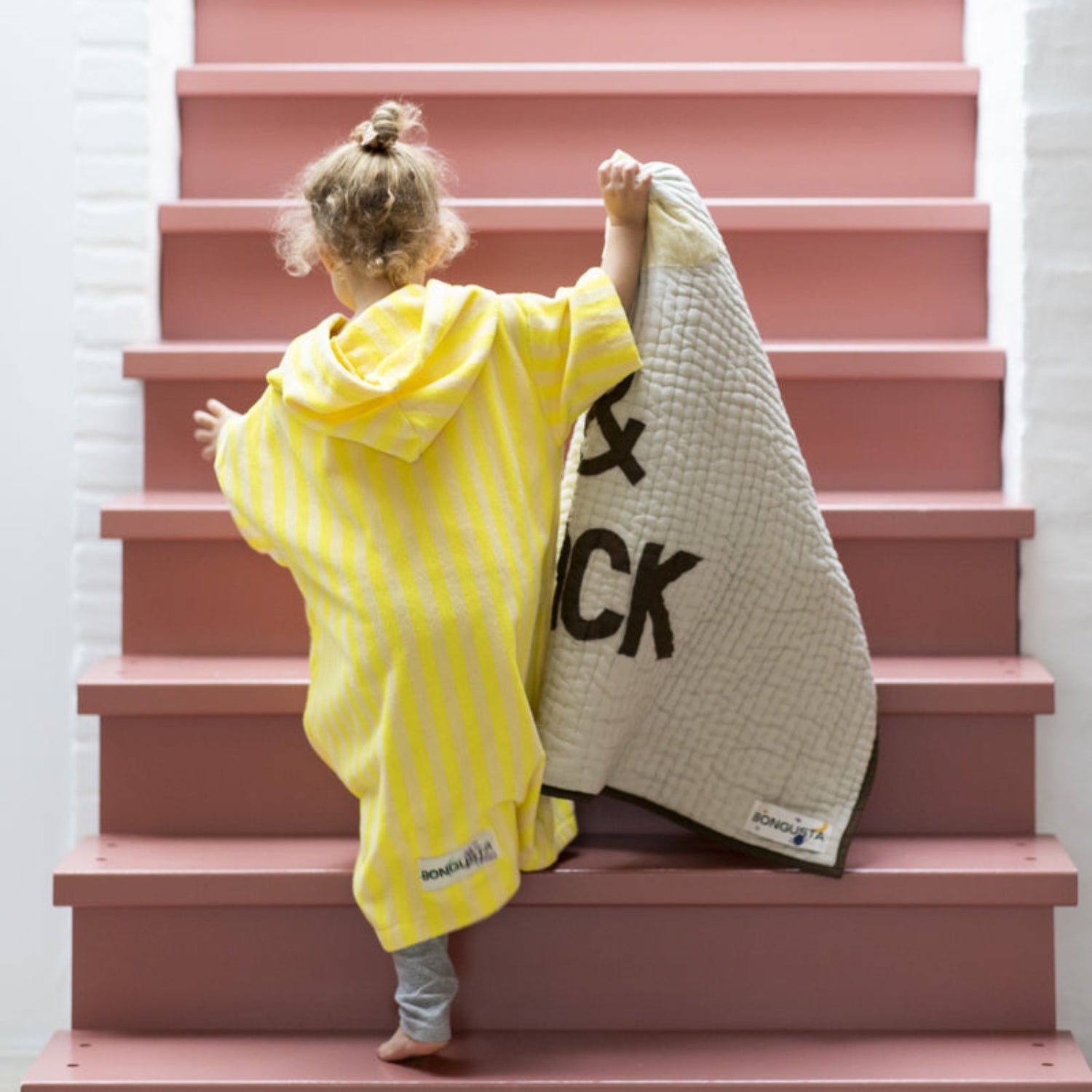Badeponcho Kids Pristine & Neon Yellow