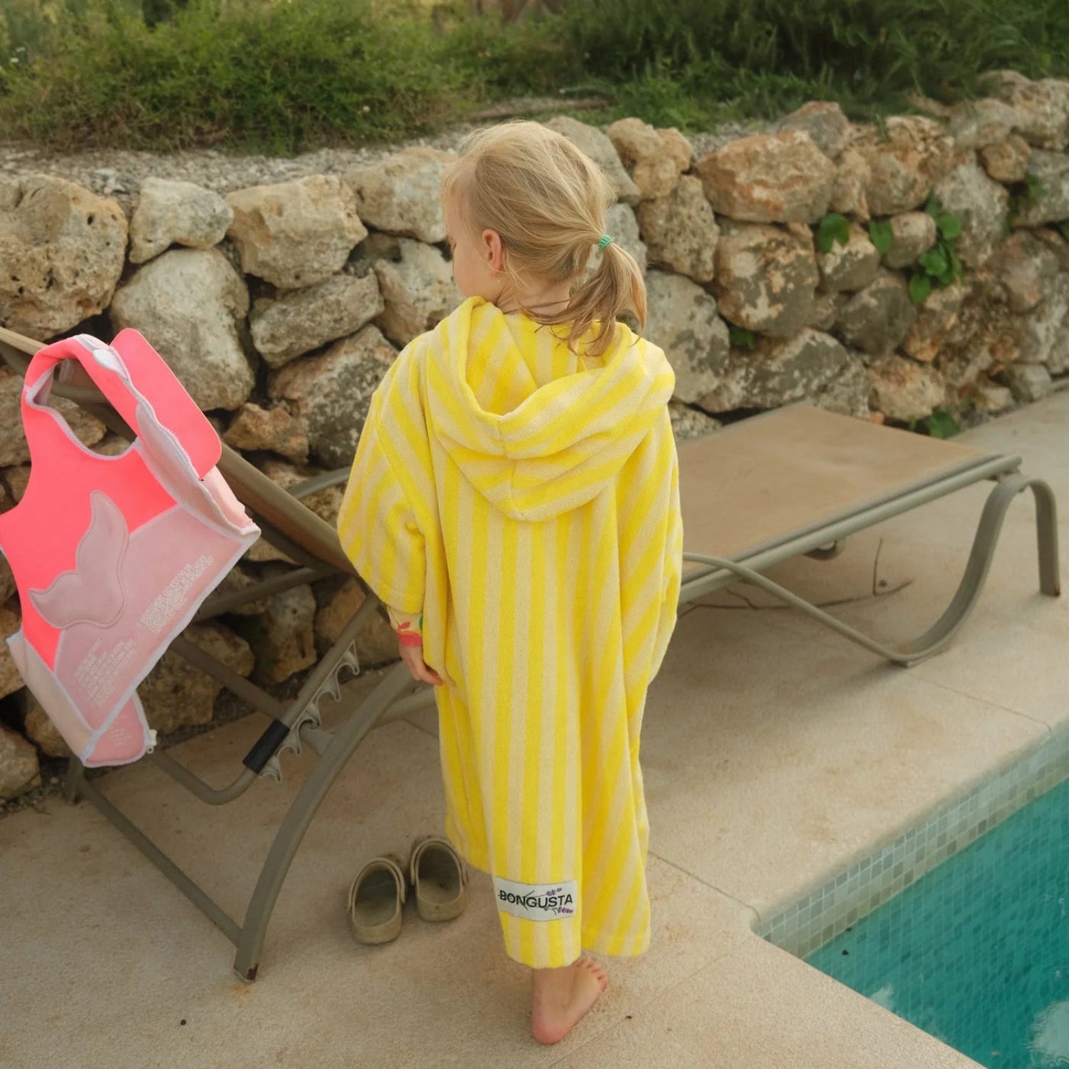 Badeponcho Kids Pristine & Neon Yellow