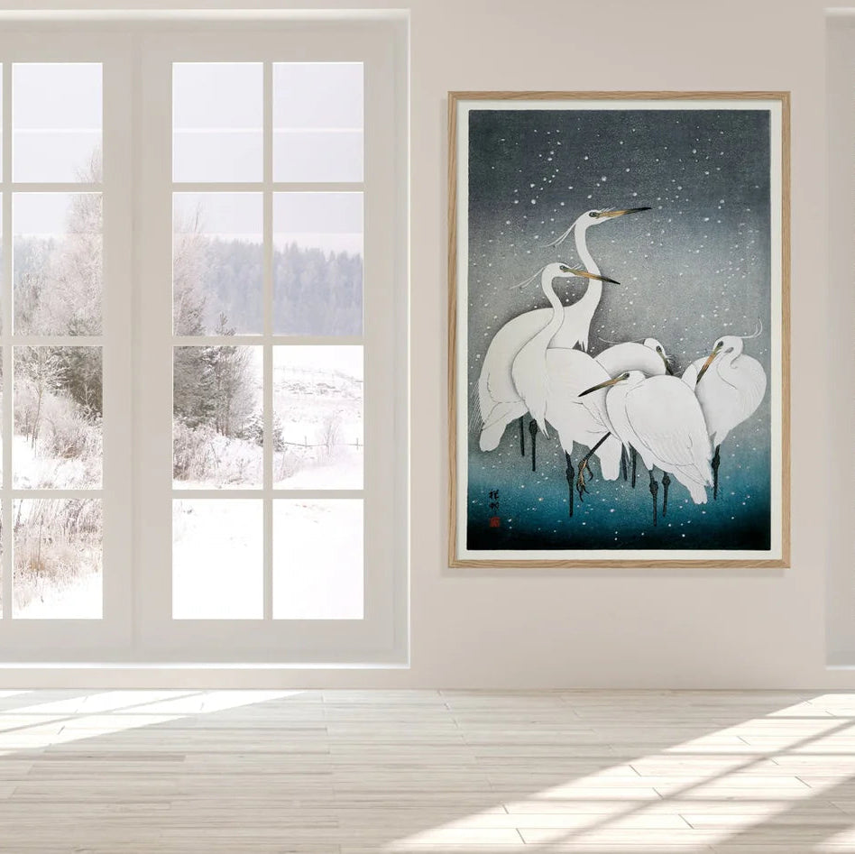 Bilde Snowy Herons 50x70