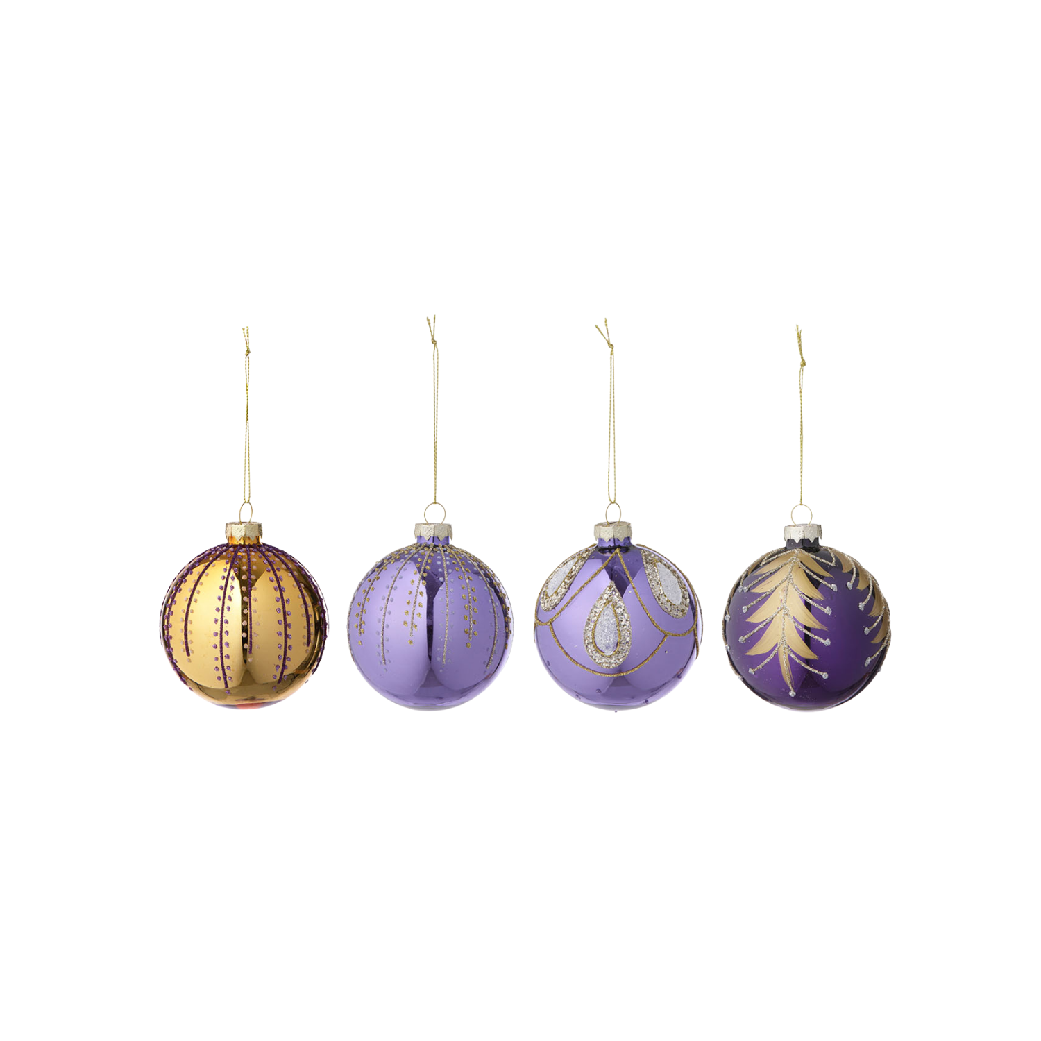 4 stk | Julekuler Seraphim Aubergine