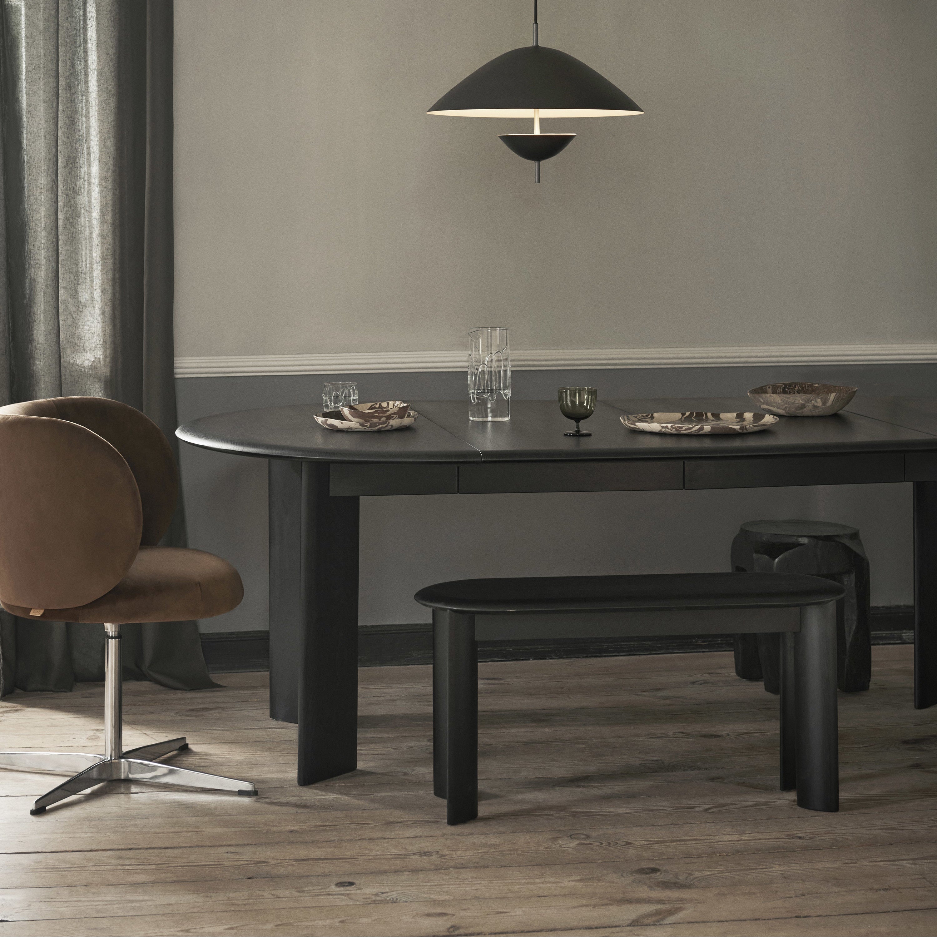 Spisebord Bevel m/Uttrekksplate x2 Svart