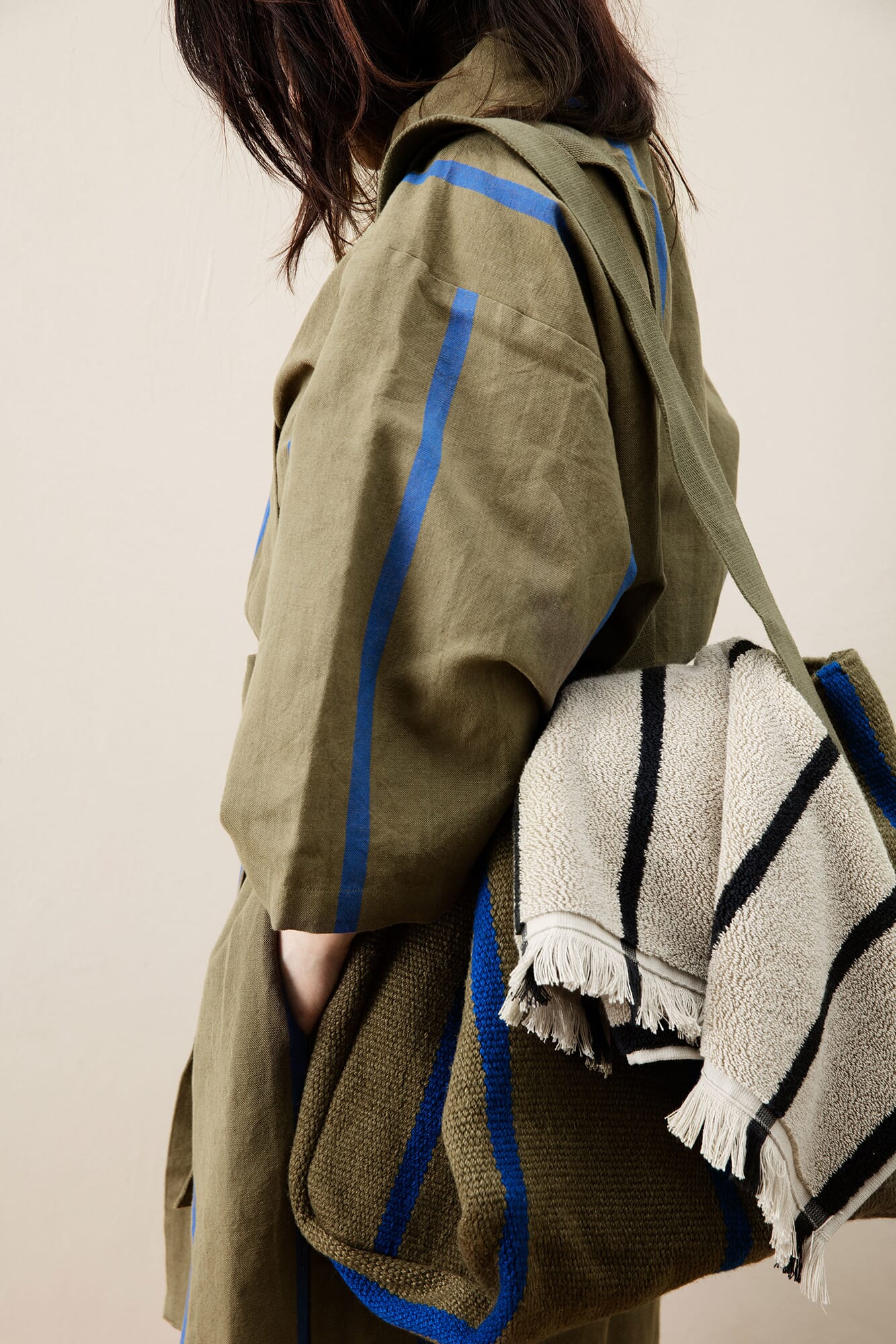 Alee Strandhånkle Olive/Bright Blue 100x150 - Bilde 4