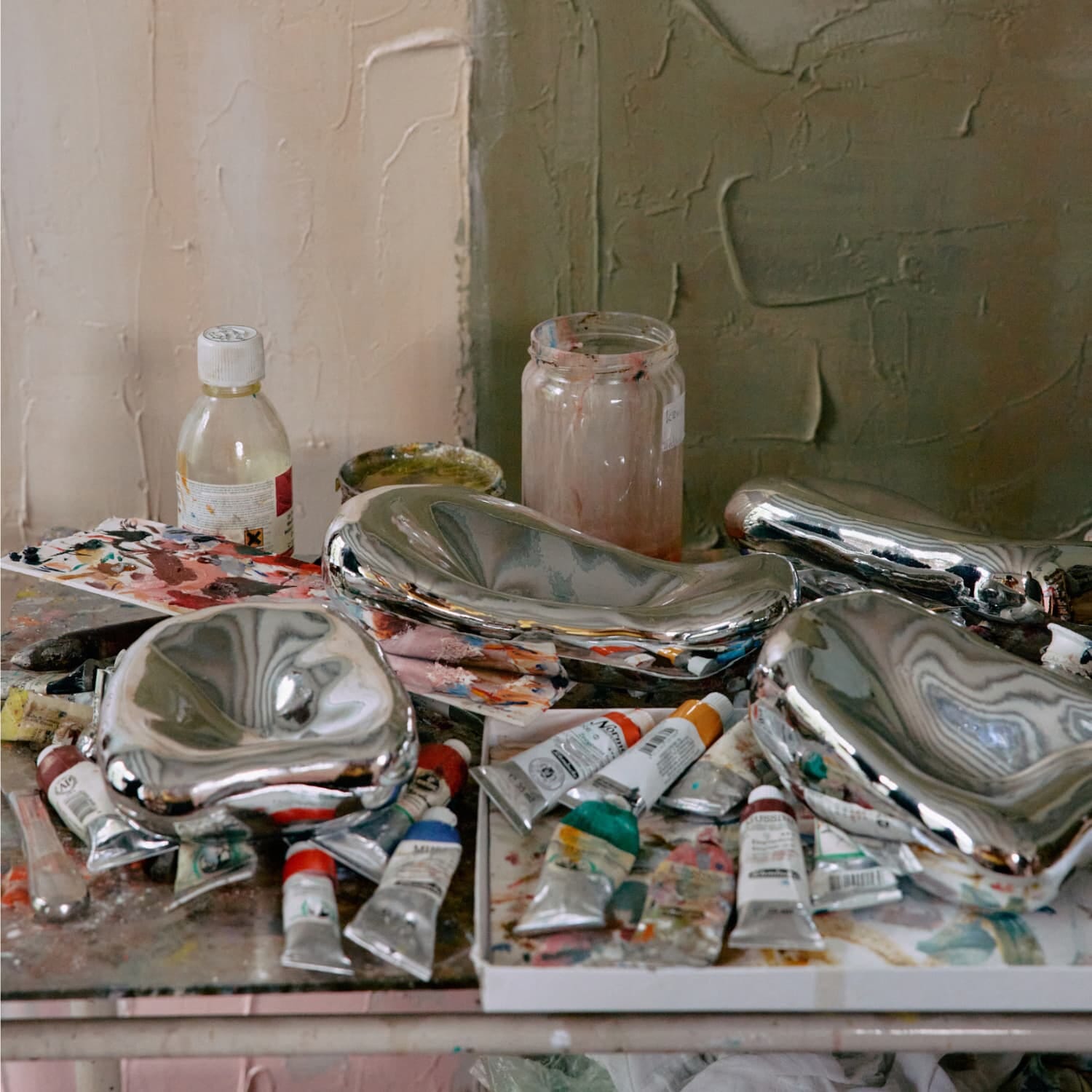 Glasskulptur Chrome (sett med 4)