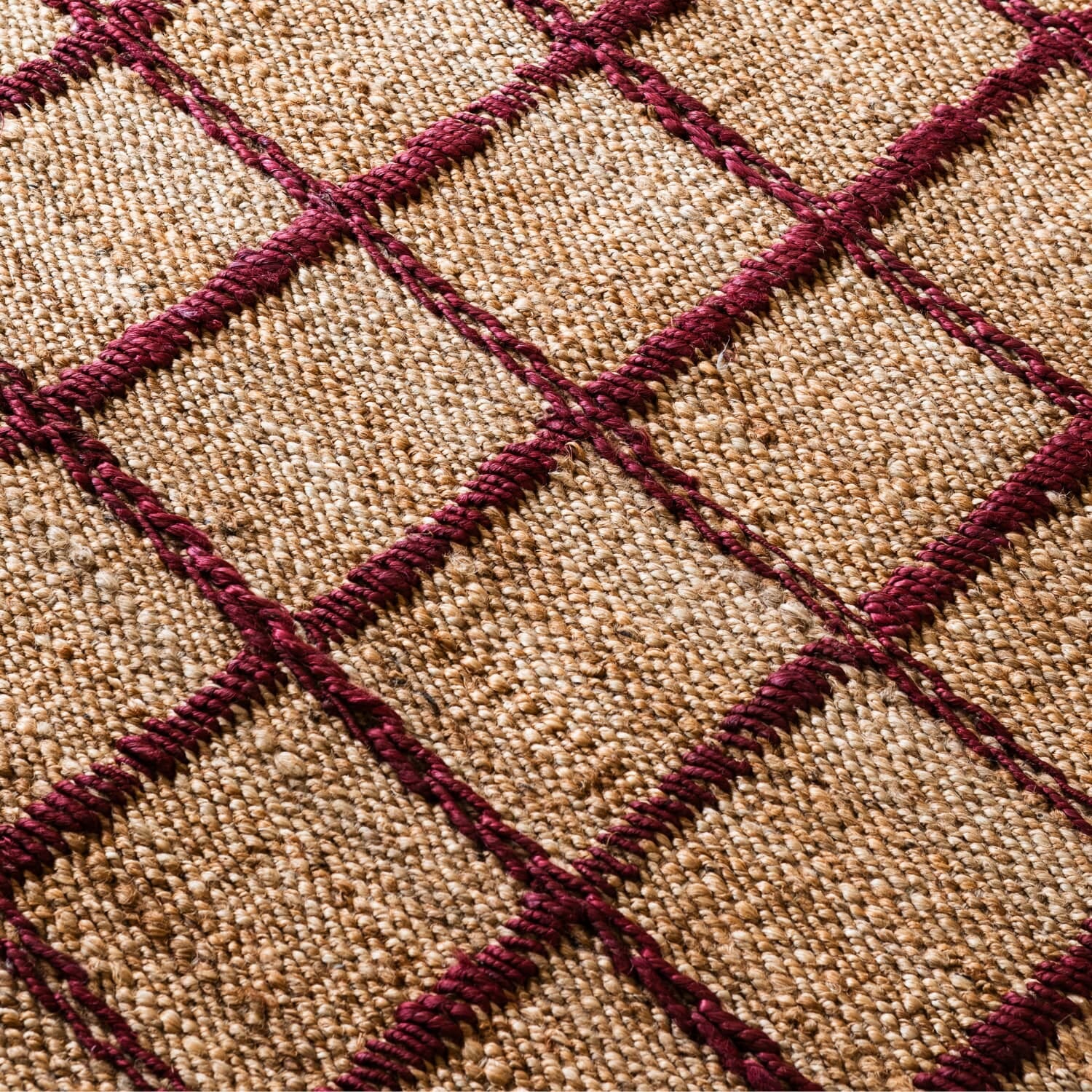 Gulvteppe Strata Braided Jute Burgundy