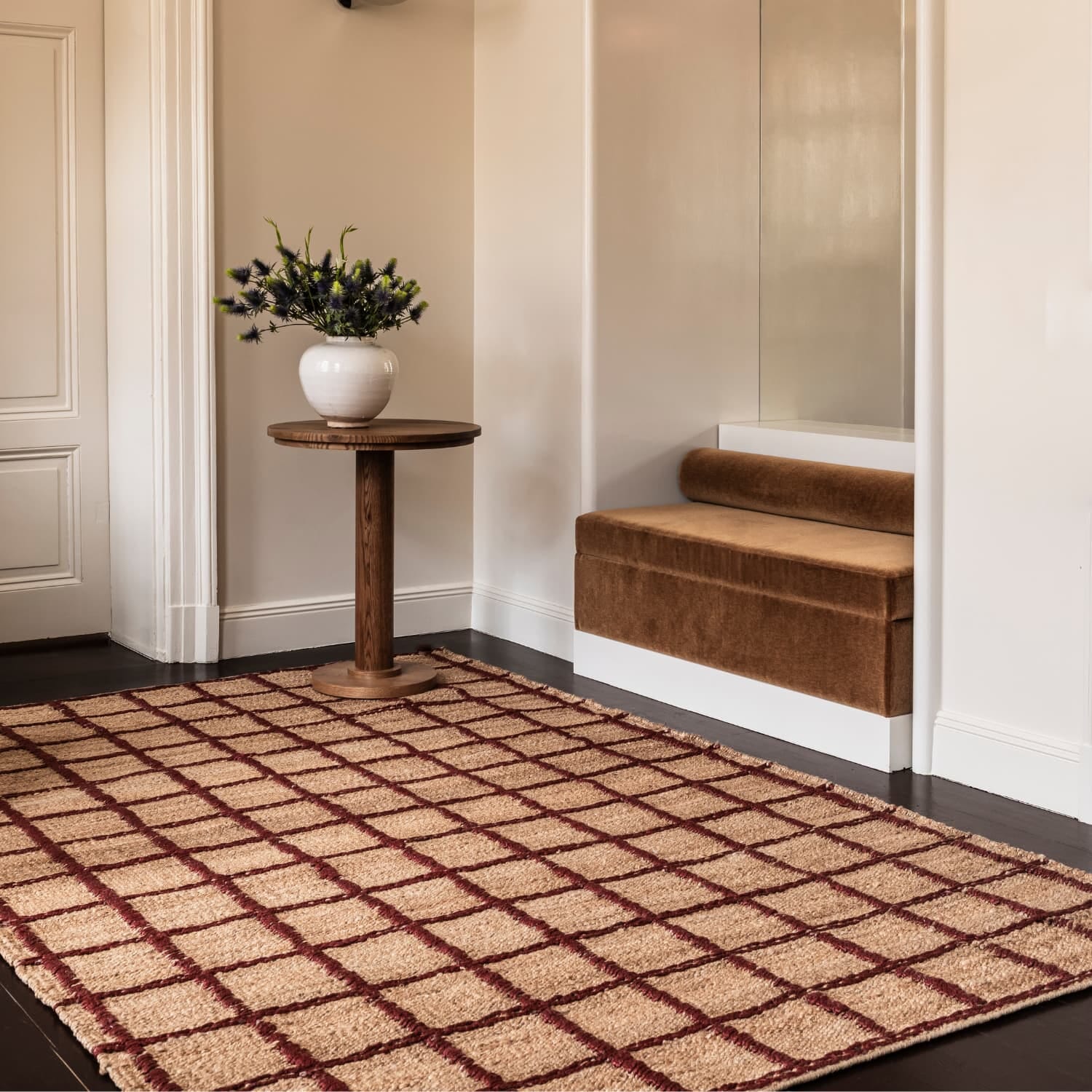 Gulvteppe Strata Braided Jute Burgundy