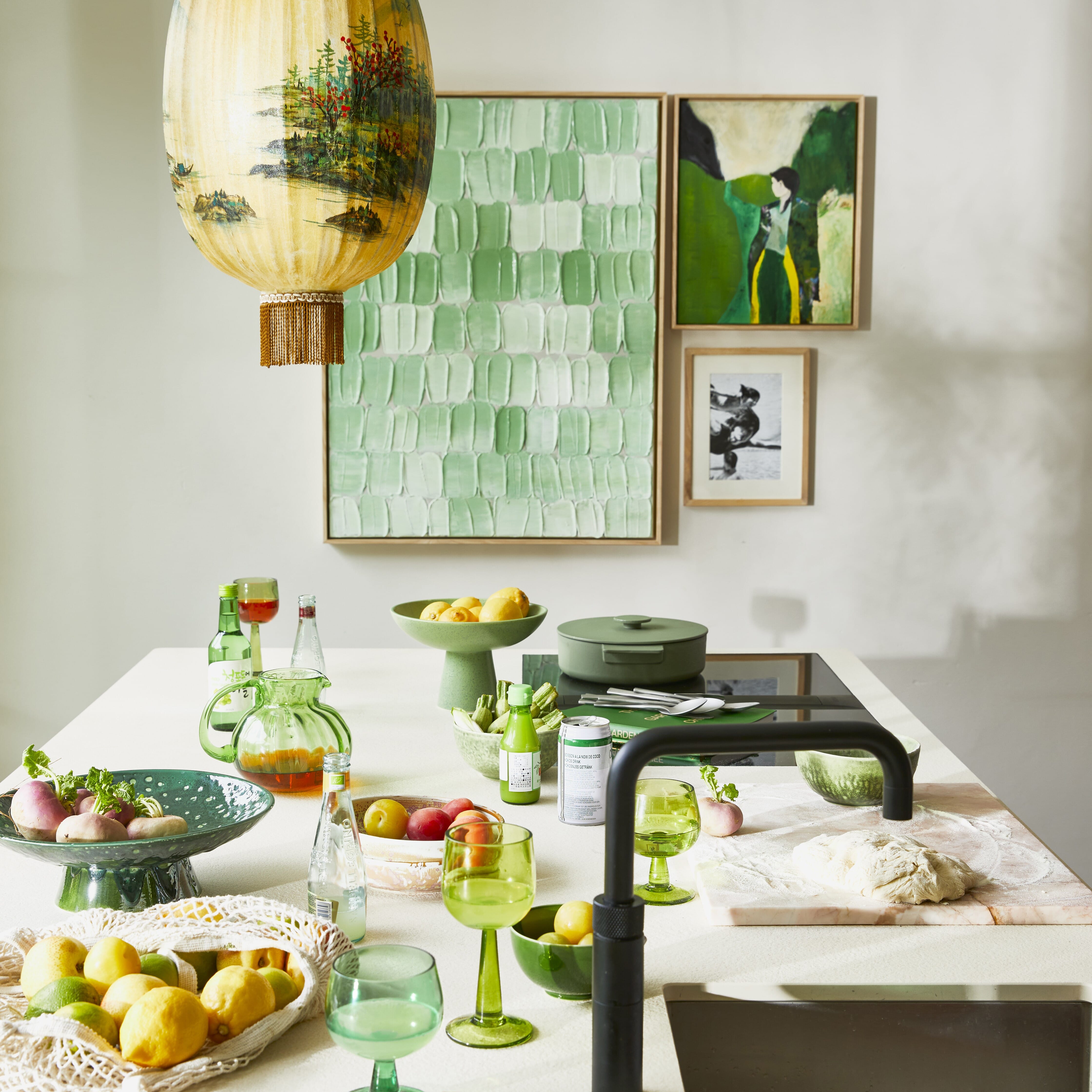 Maleri Green Palette Abstract 75x100 - Bilde 5