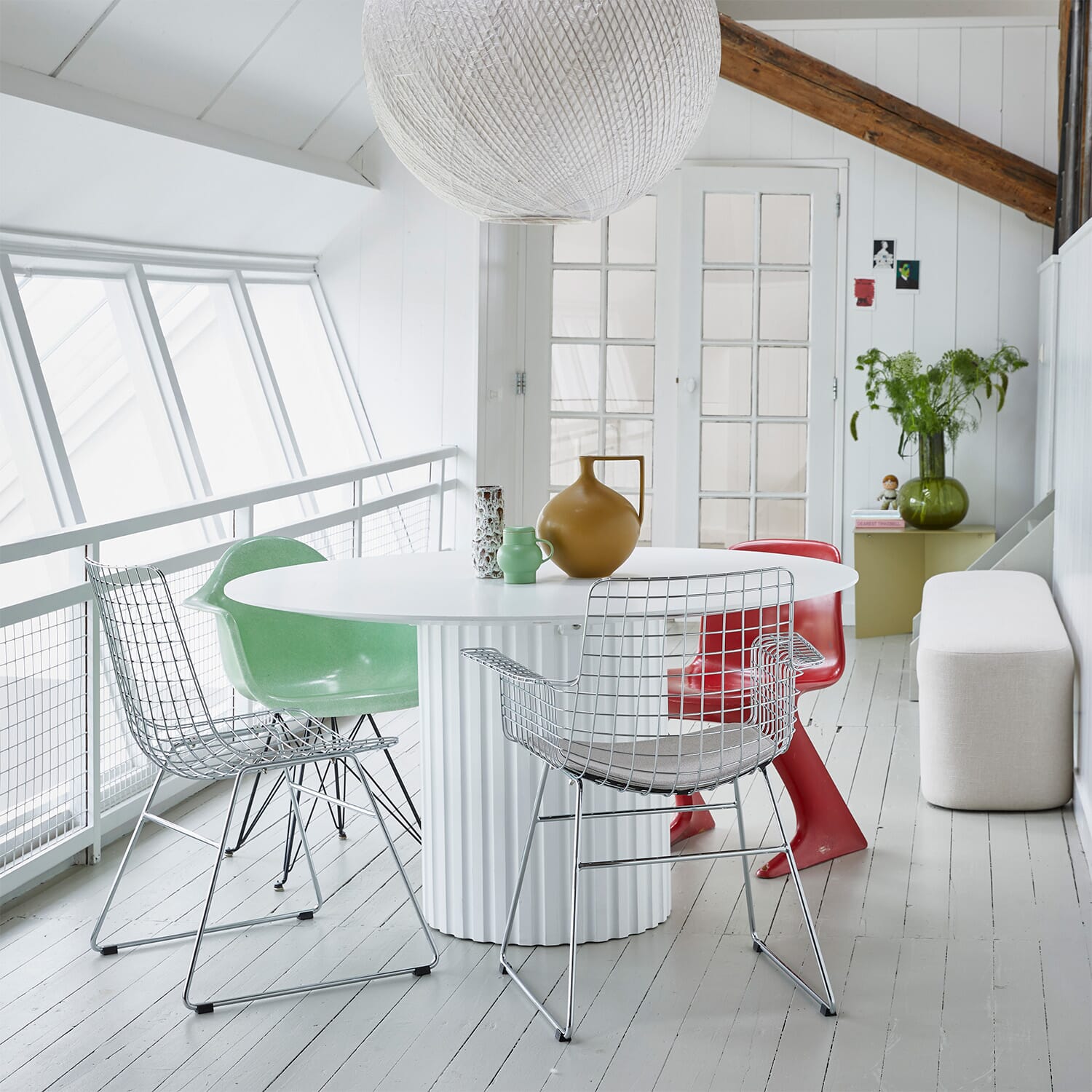 Metal wire chair with arms silver - Bilde 2