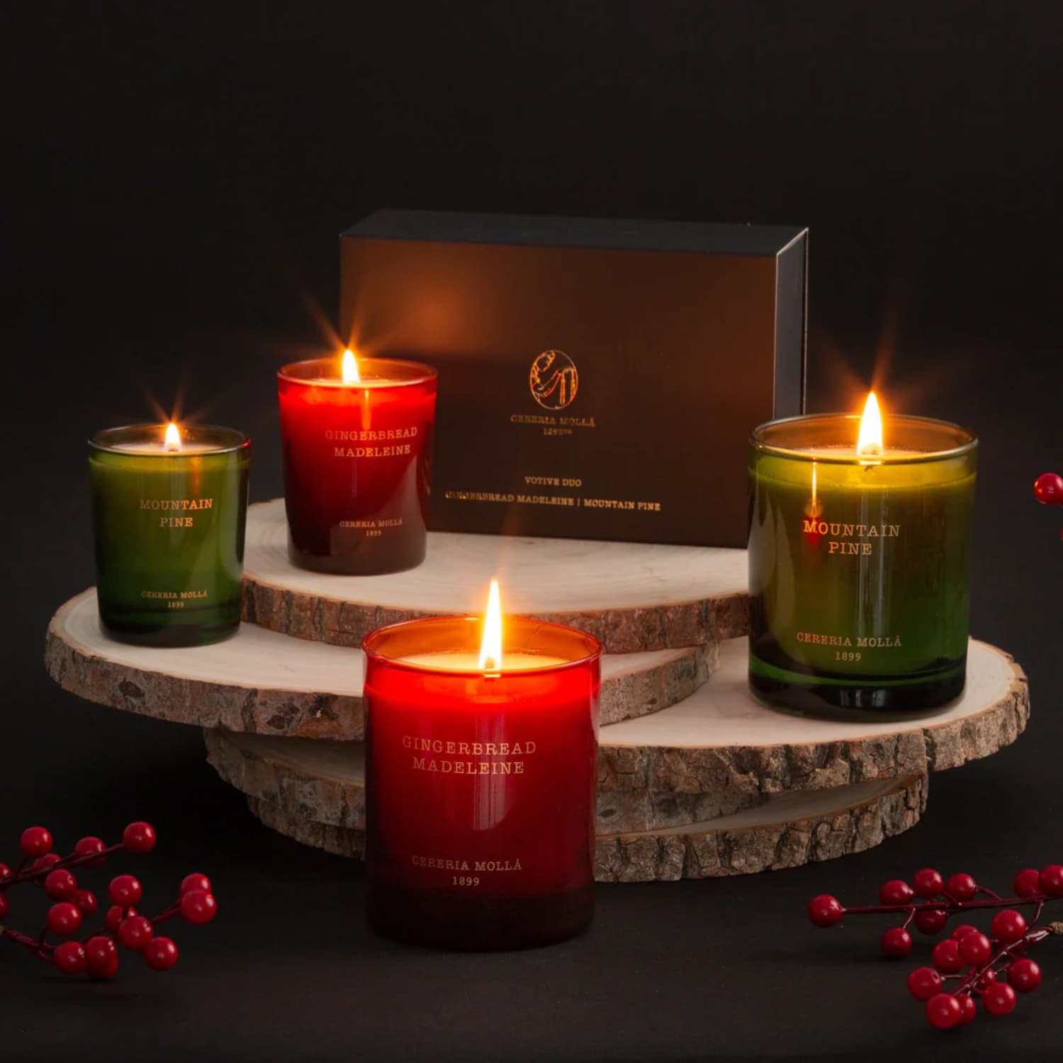2 stk | Juleduftlys Gingerbread Madeleine & Mountain Pine 70gr