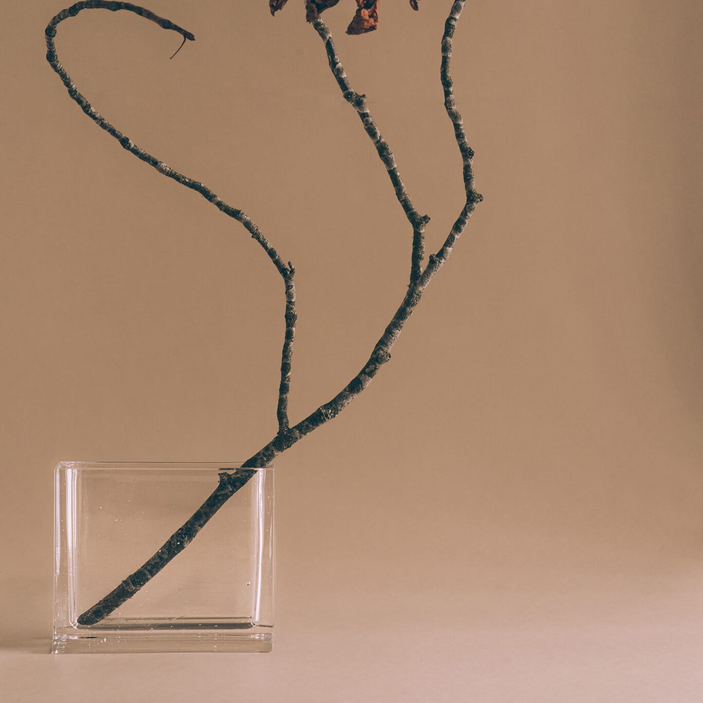 Skulpturell Monoblokk vase i pressglass med minimalistisk dekor