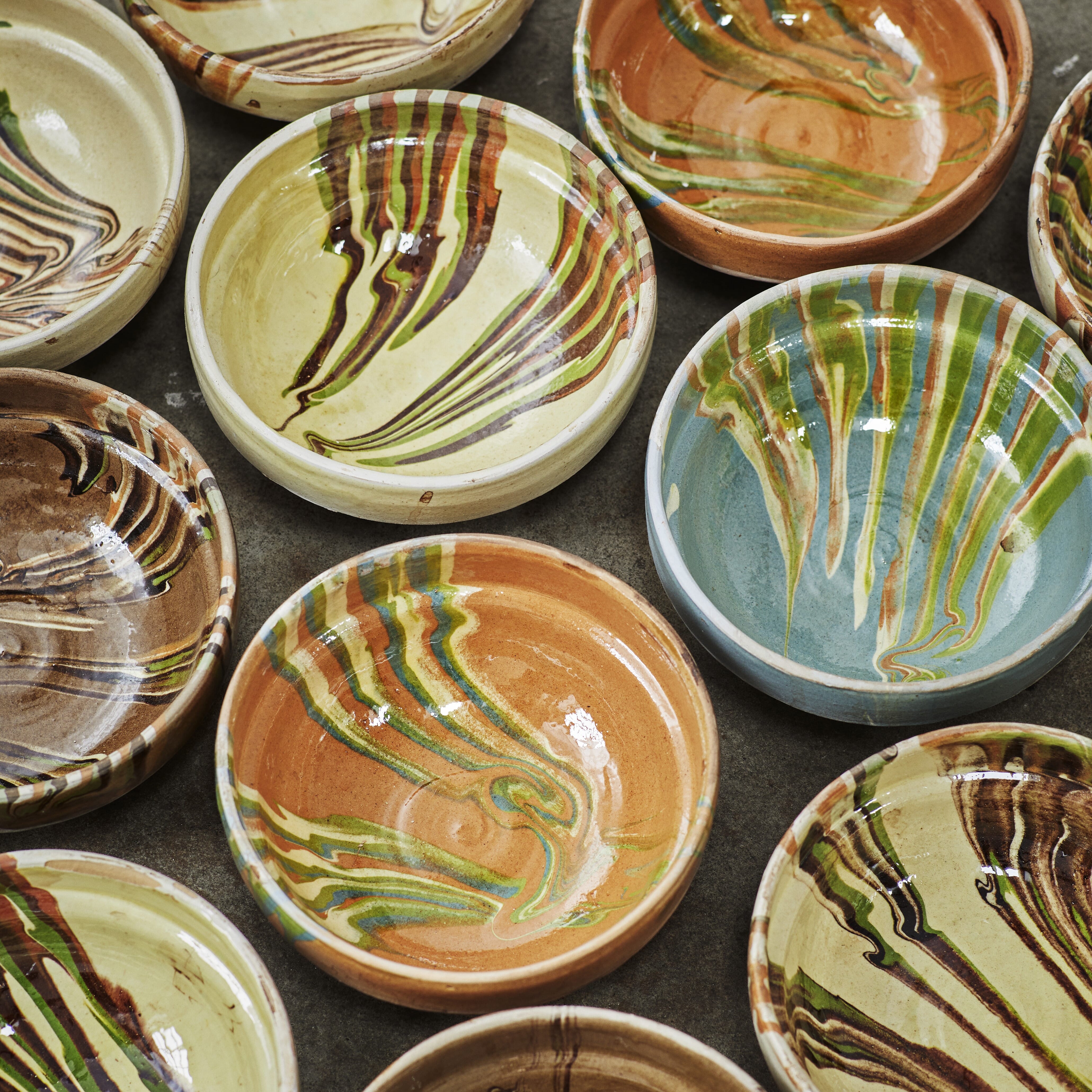 Håndmalt Skål Unika Blue, Green, Orange - Bilde 2