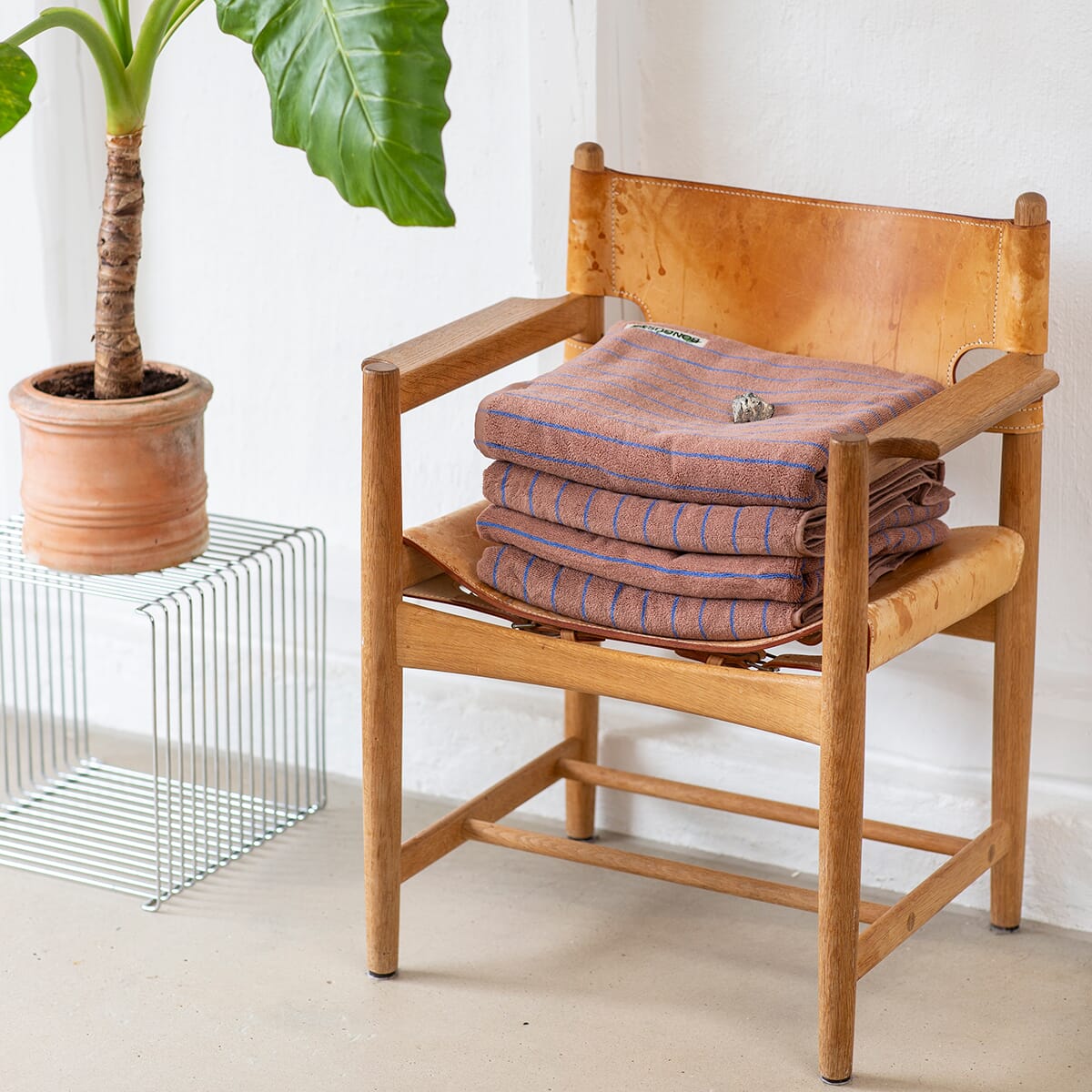 Badehåndkle XL Camel/Marine 100x150 - Bilde 6