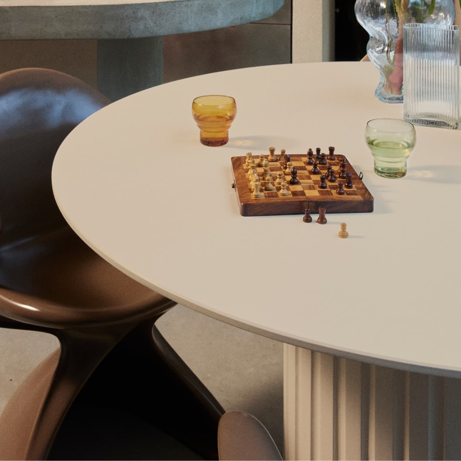 Pillar dining table round cream - Bilde 2