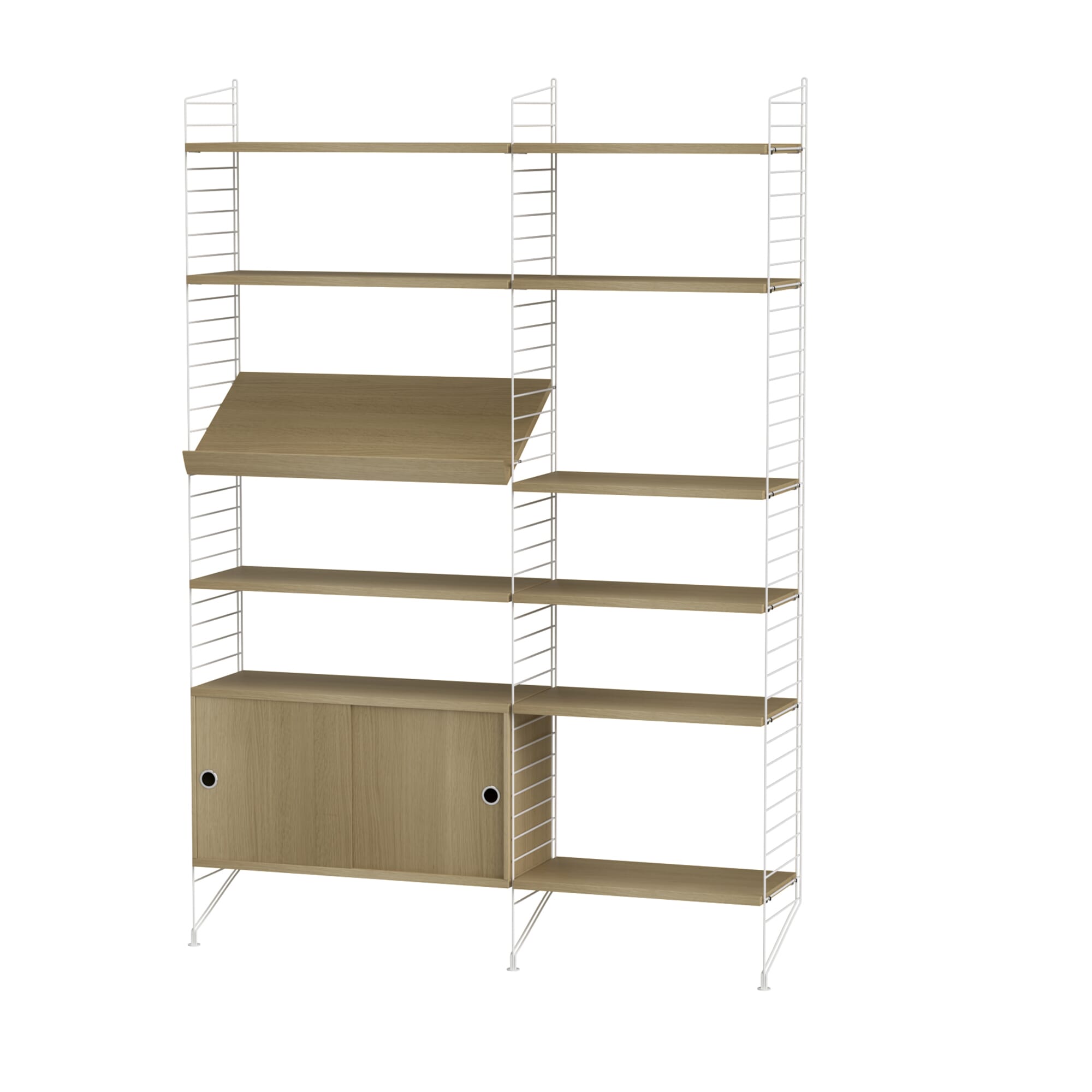 String gulvreol 140 × 200 med hyller, skap og magasinhyller