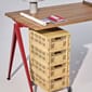 AC458-A602!_Rel HAY_Colour_Crate_M_golden_yellow_HAY_Colour_Crate_Lid_M_golden_yellow_Pyramid_Table_01_clear_lacquered_oak_top_tomato_red_frame.jpg
