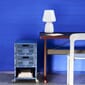 AC458-A603!_Rel Passerelle_Desk_wb_lacquered_walnut_frame_and_edge_ink_black_powder_coated_crossbar_Rey_Chair_slate_blue_wb_lacquer_beech_Apollo_Table
