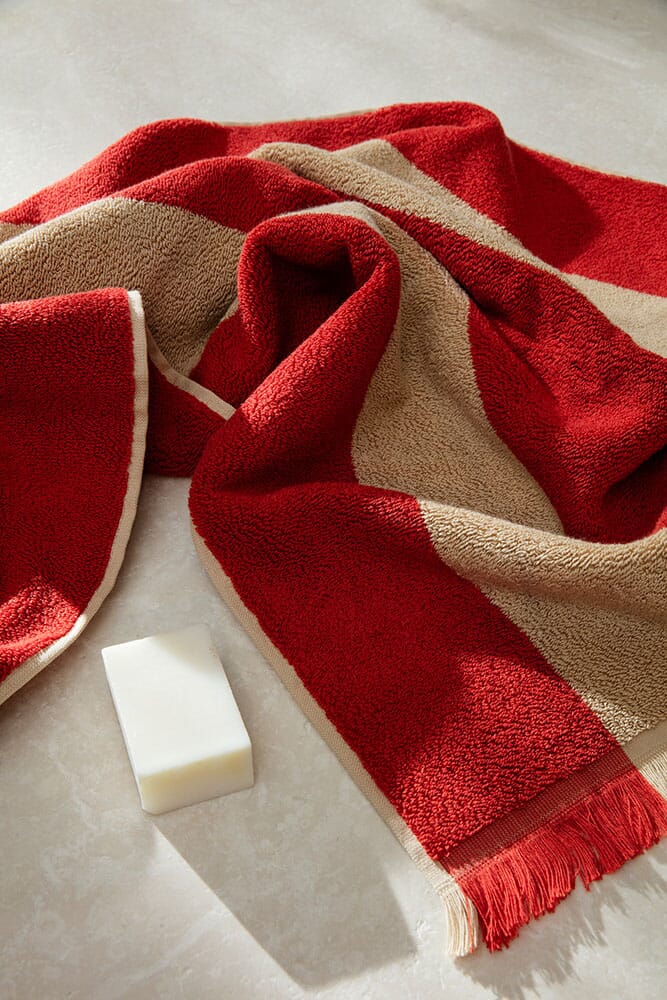 Alee Håndkle Light Camel/Red 50x100