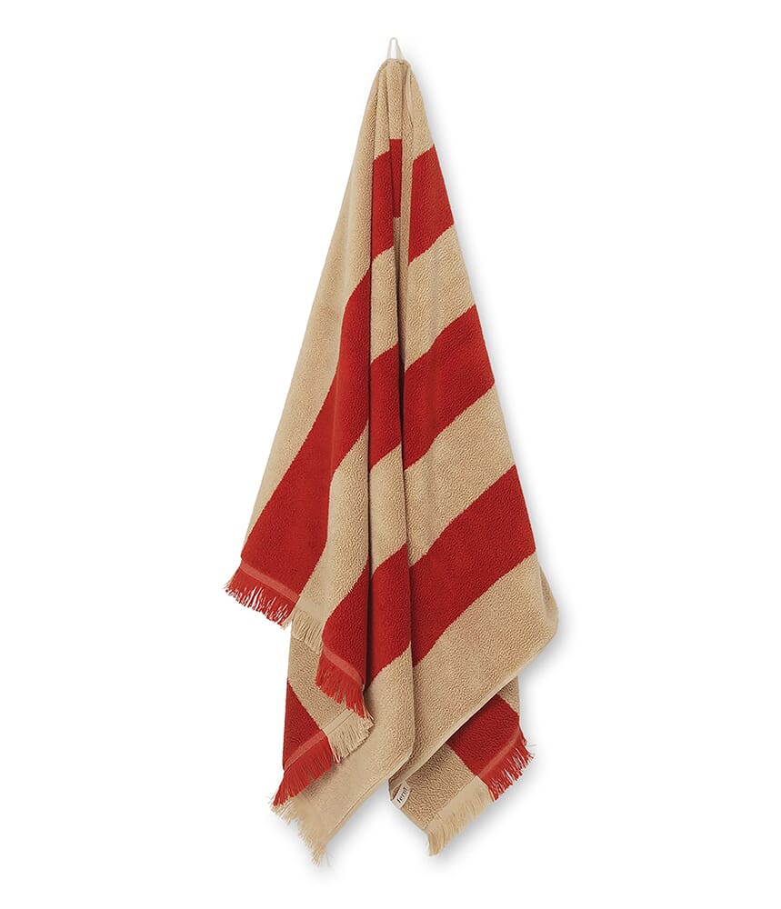 Alee Badehåndkle Light Camel/Red 70x140 - Hovedbilde