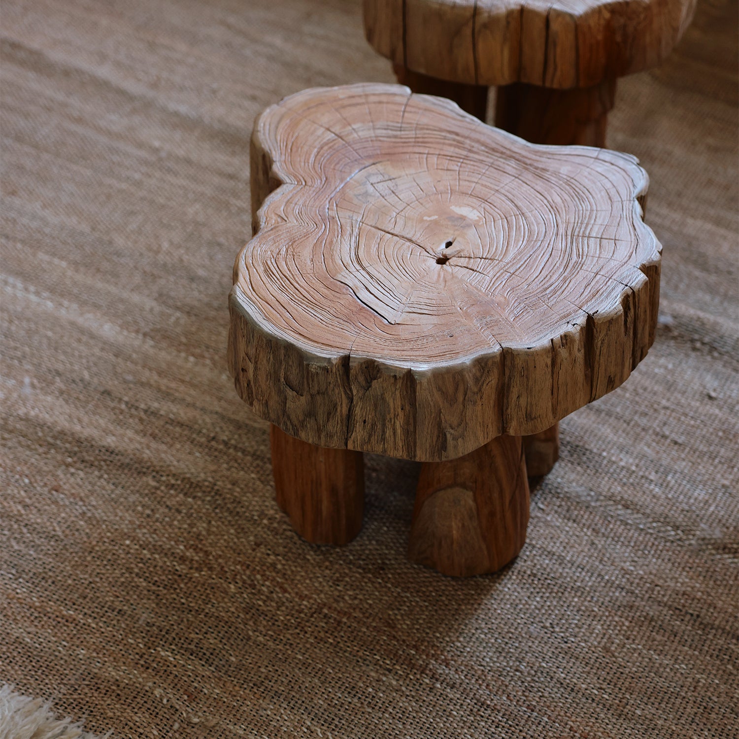 Log wooden stool