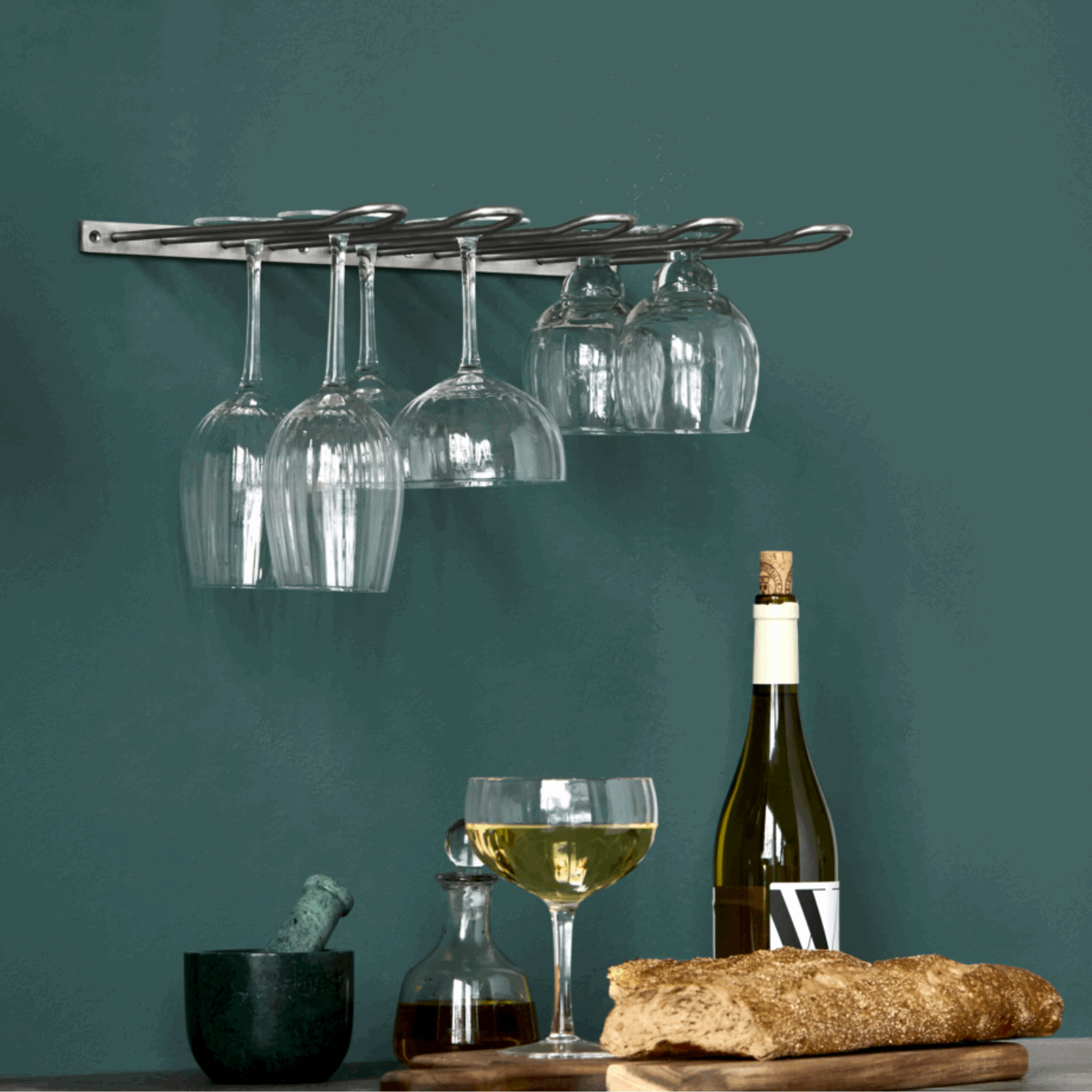 Vinglasshylle Stilio Antikk sølvfinish - Hovedbilde