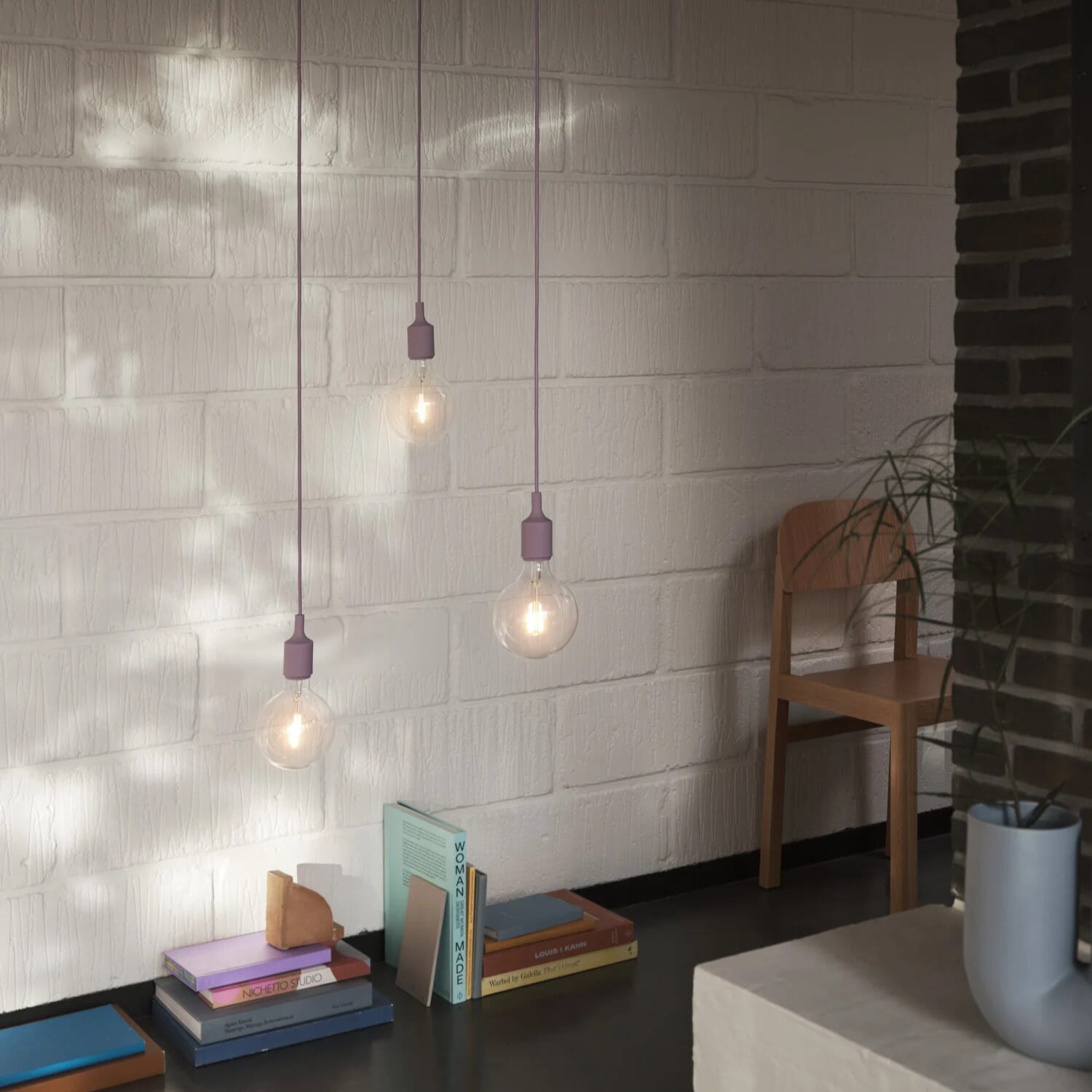 E27 Pendant Dusty Liliac m/LED pære - Hovedbilde