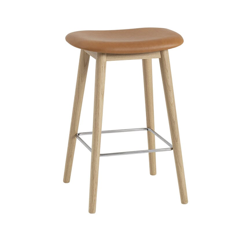 Fiber Barstol WOOD H:65 w/leather - Hovedbilde