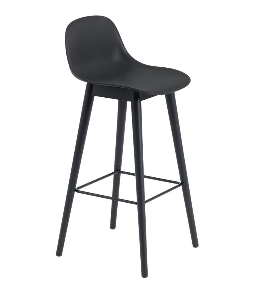 Fiber Barstol WOOD m/rygg H:65 Black/Black - Hovedbilde