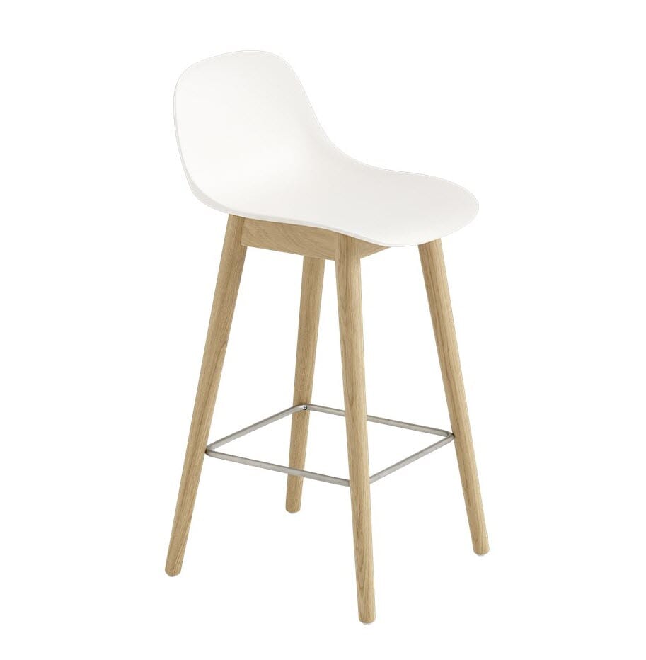 Fiber Barstol WOOD m/rygg H:65 White/Oak - Hovedbilde