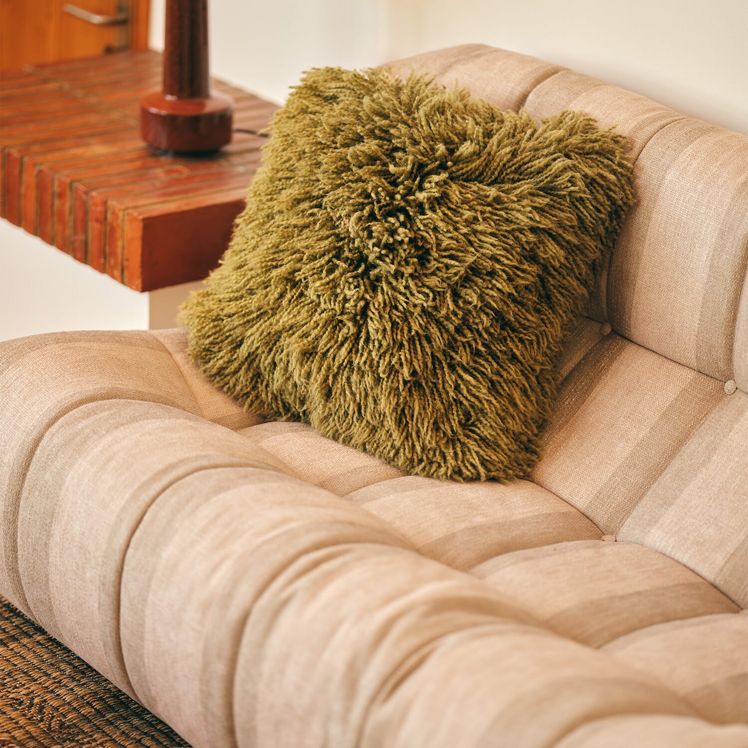 Fluffy cushion olive (50x50cm) - Bilde 4