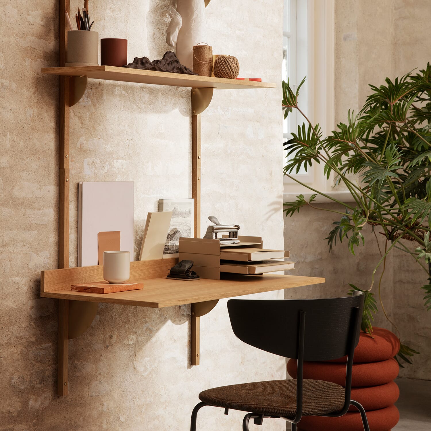 Skrivebord Sector Oak/Brass - Hovedbilde