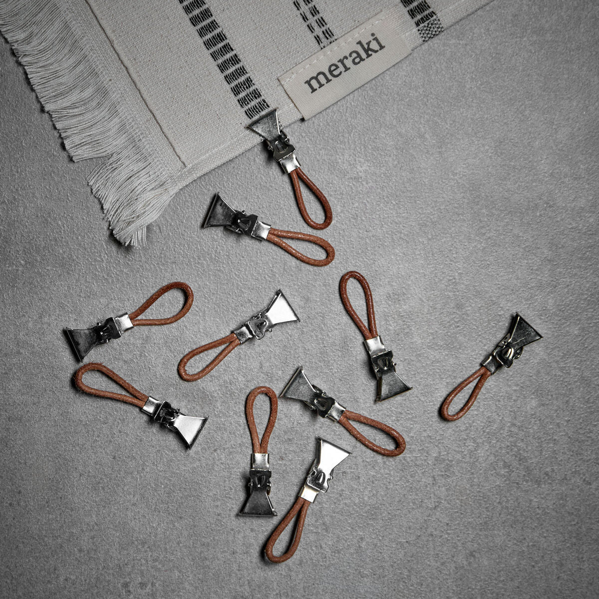10 stk | Håndkleklyper Leather
