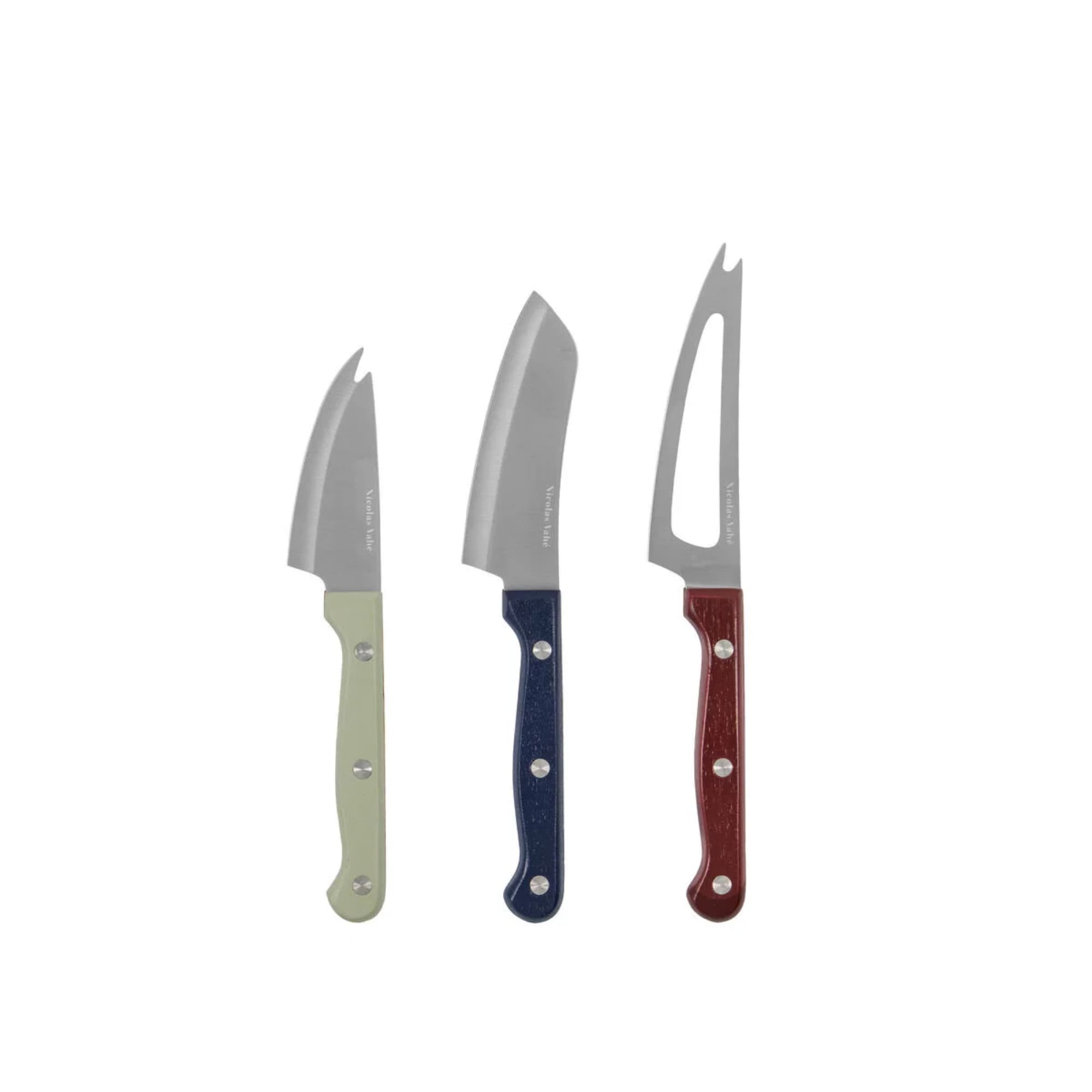 3 stk | Ostekniver Hvit/Blå/Rød