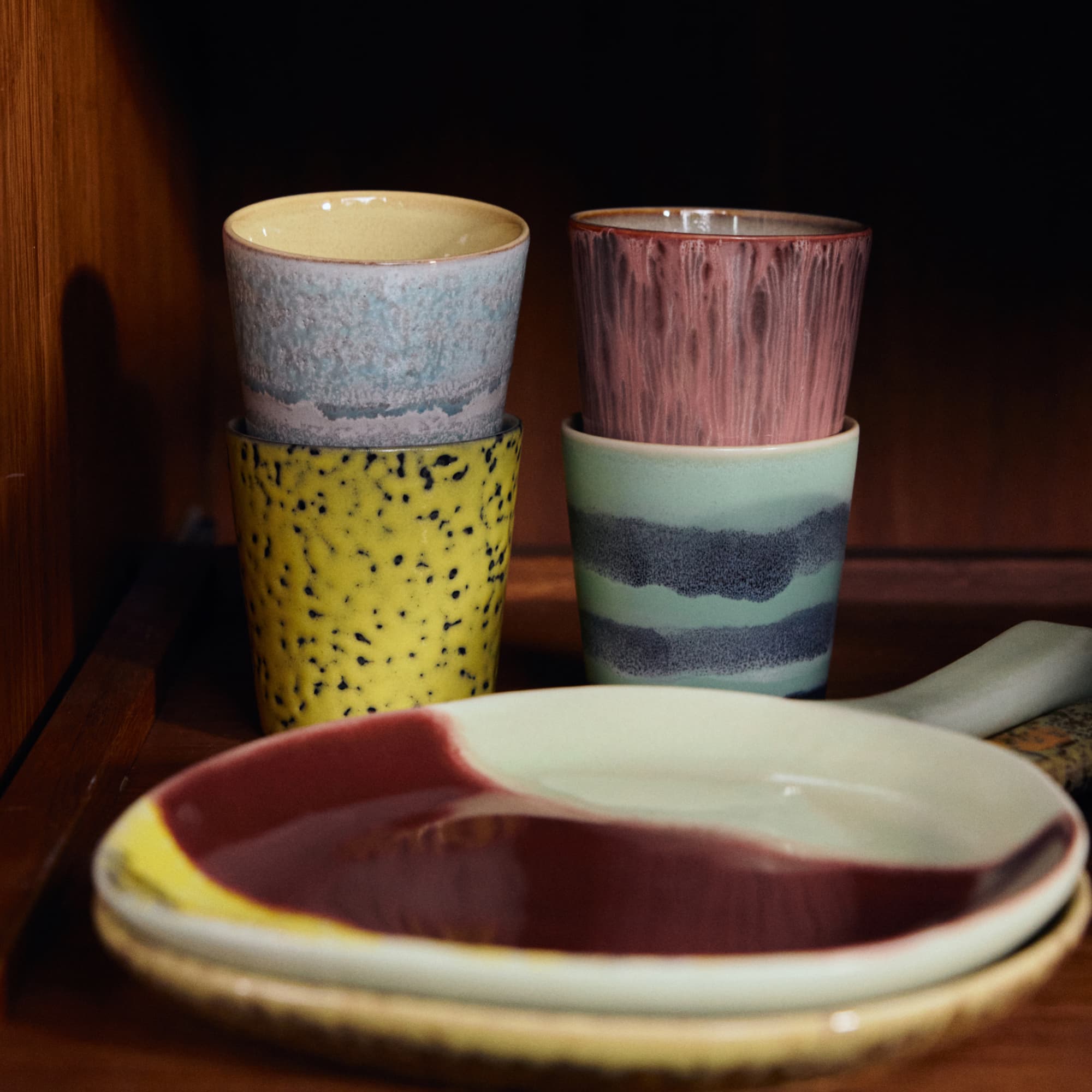 4 stk Kaffekopper Artistic | 70s Ceramics